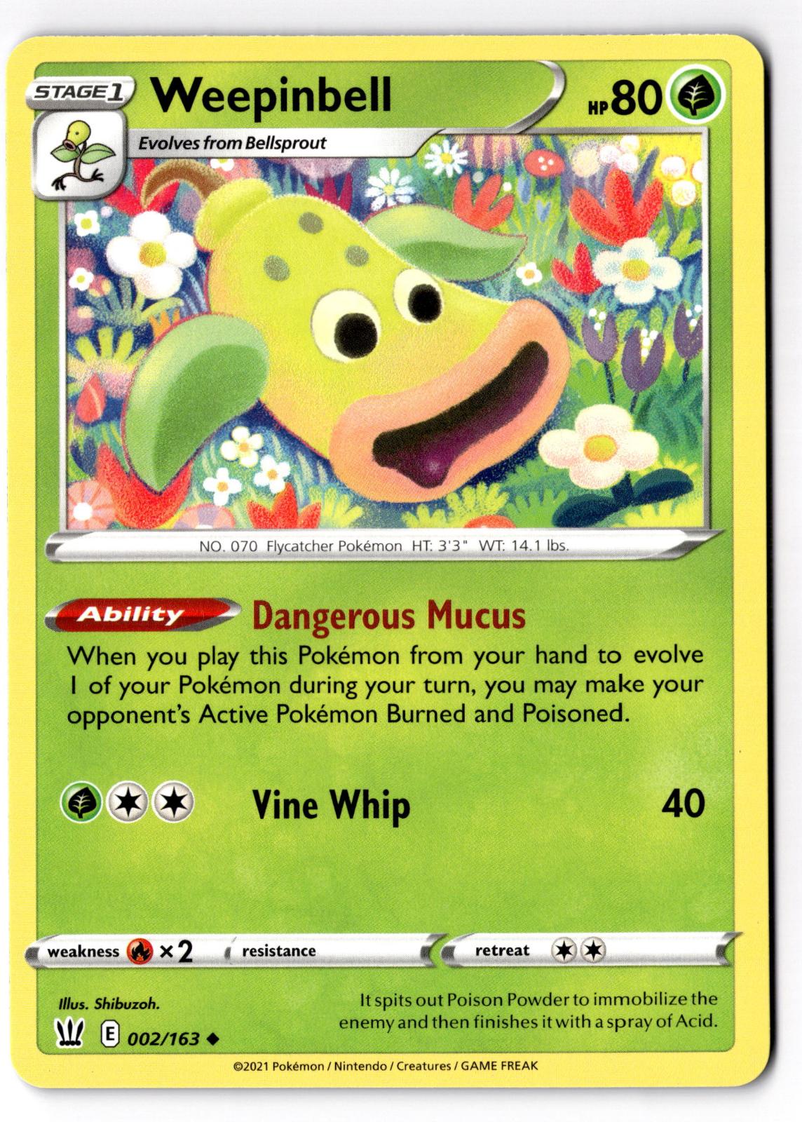 Weepinbell 002/163 Uncommon Battle Styles Pokemon Near Mint