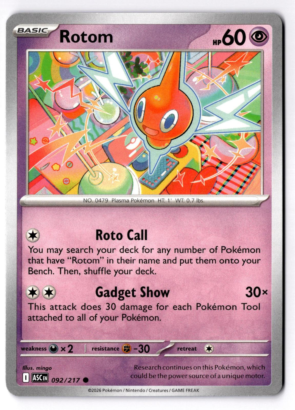 Rotom 092/217 Common Ascended Heroes Pokemon Near Mint