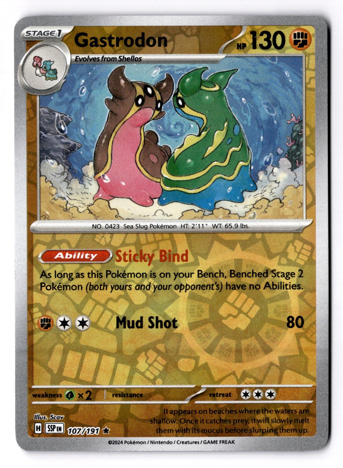 Gastrodon 107/191 Rare Surging Sparks Pokemon Reverse Holo Near Mint