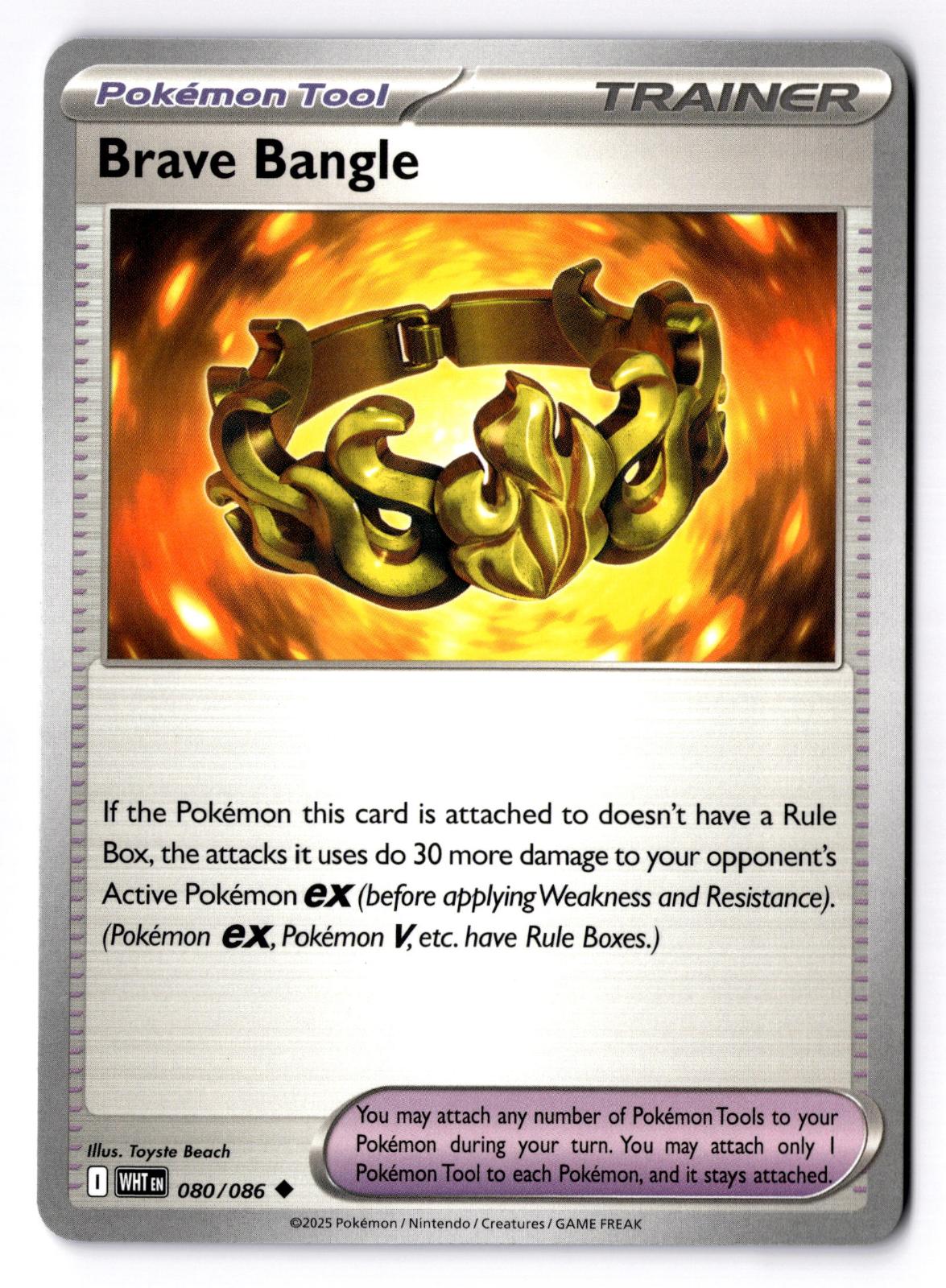 Brave Bangle 080/086 Uncommon White Flare Pokemon Near Mint