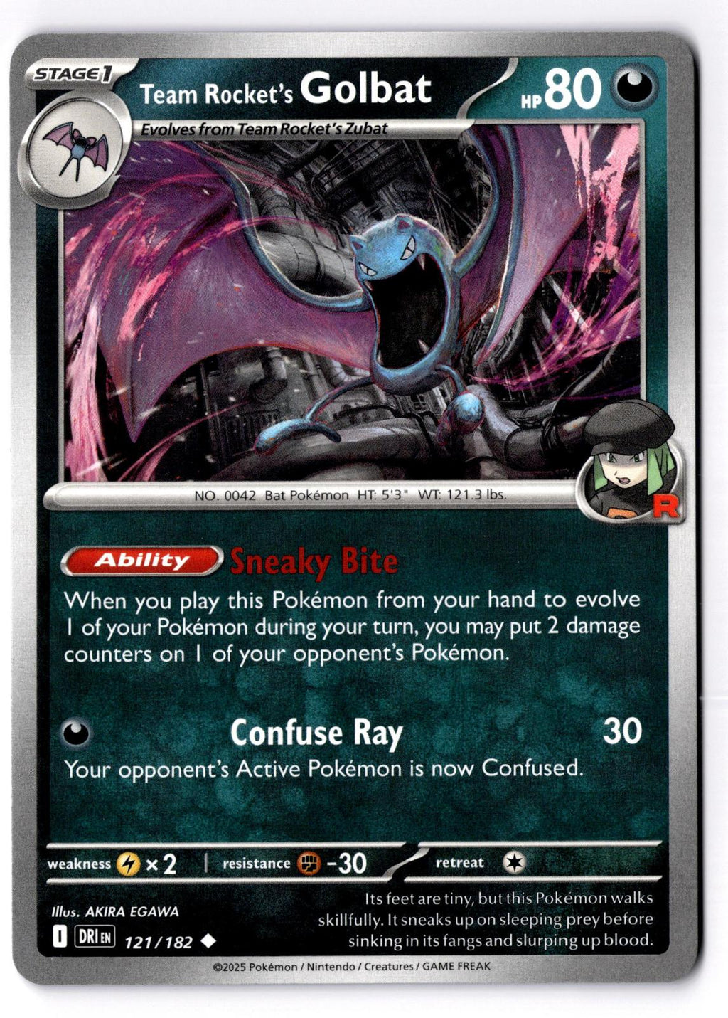 Team Rocket's Golbat 121/182 Uncommon Destined Rivals Pokemon Near Mint