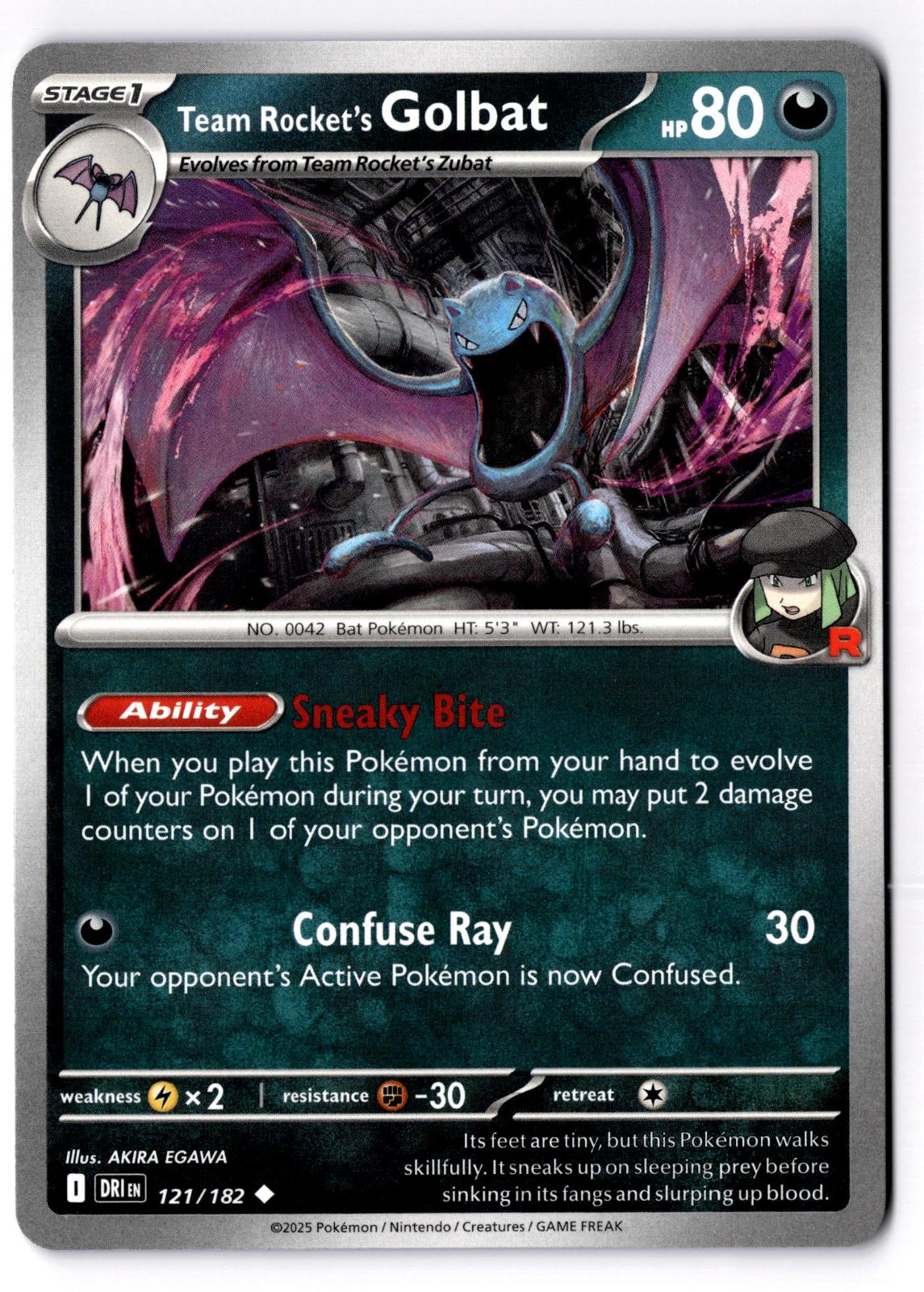 Team Rocket's Golbat 121/182 Uncommon Destined Rivals Pokemon Near Mint