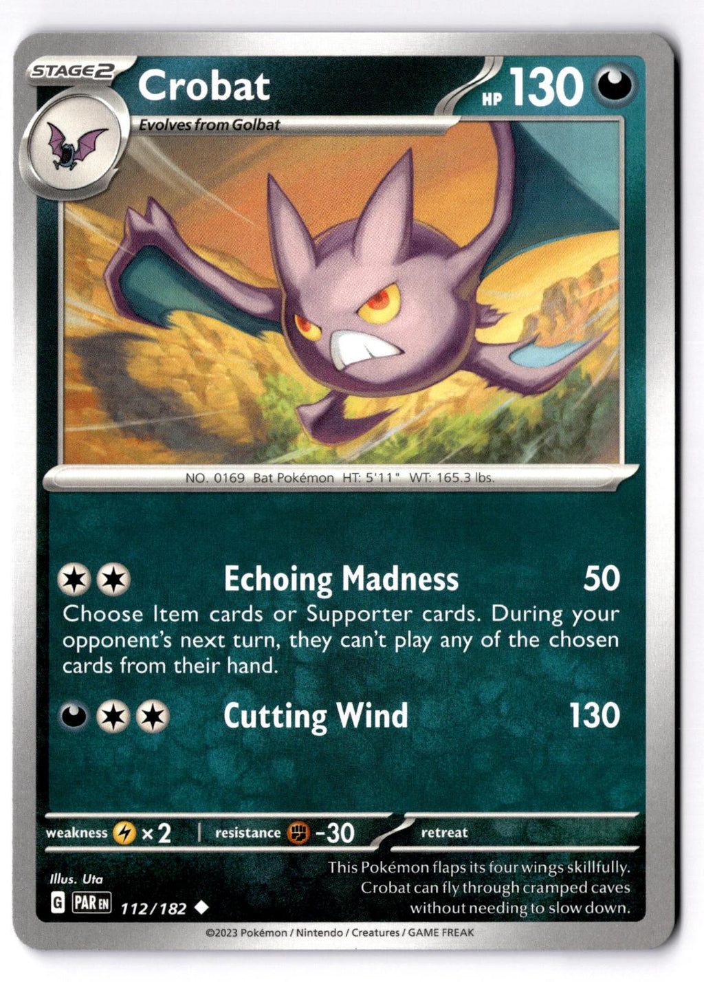 Crobat 112/182 Uncommon Paradox Rift Pokemon Near Mint