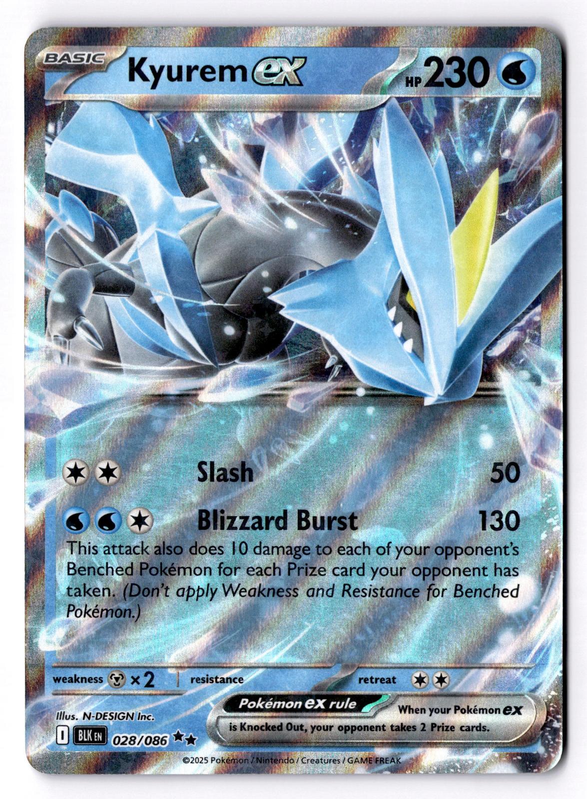 Kyurem ex 028/086 Holo Double Rare Black Bolt Pokemon Near Mint