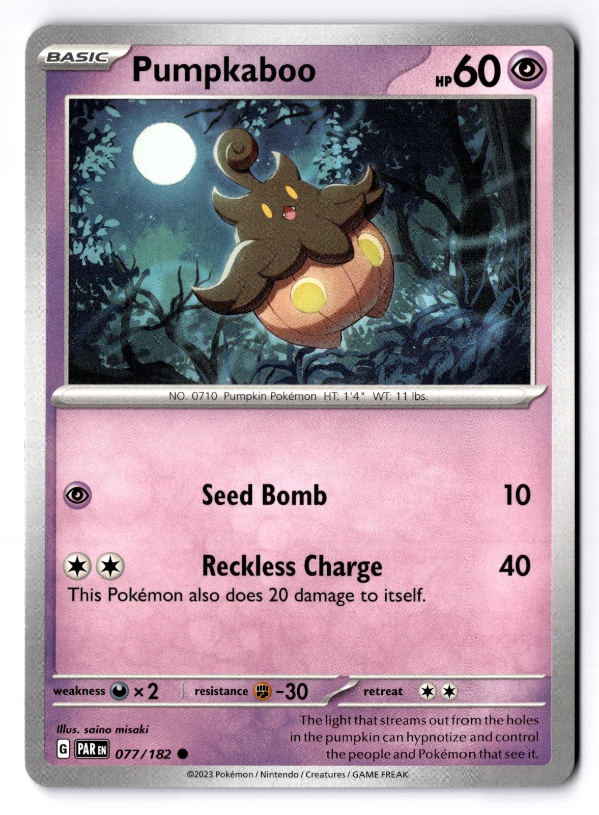 Pumpkaboo 077/182 Common Paradox Rift Pokemon Near Mint