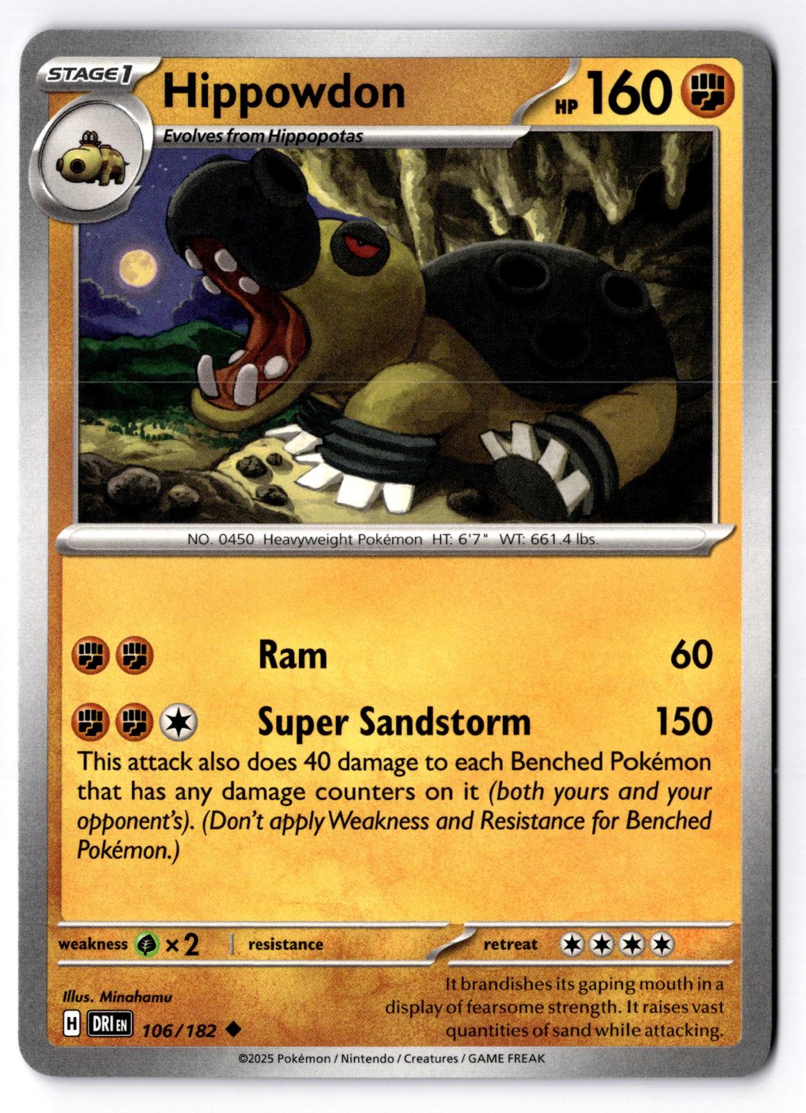 Hippowdon 106/182 Uncommon Destined Rivals Pokemon Near Mint
