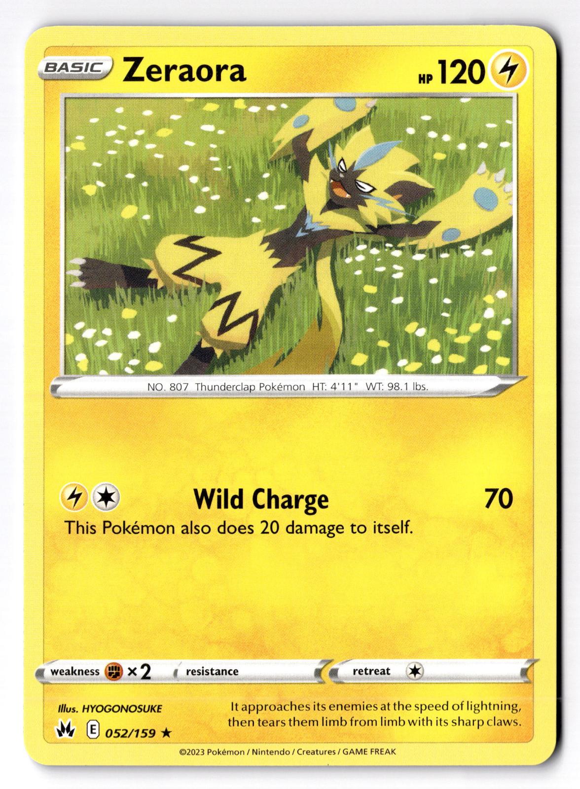 Zeraora 052/159 Rare Crown Zenith Pokemon Lightly Played