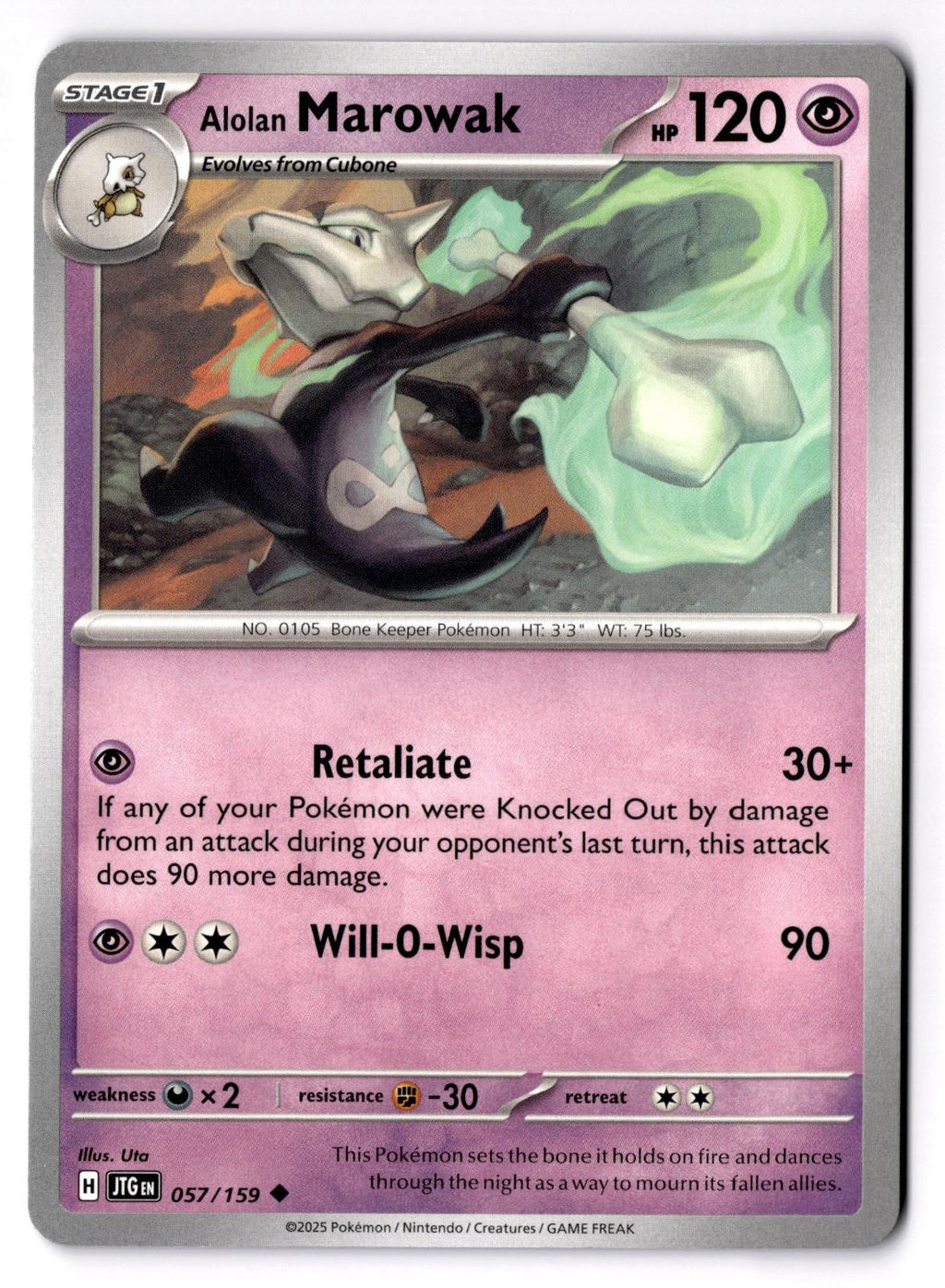 Alolan Marowak 057/159 Uncommon Journey Together Pokemon Near Mint