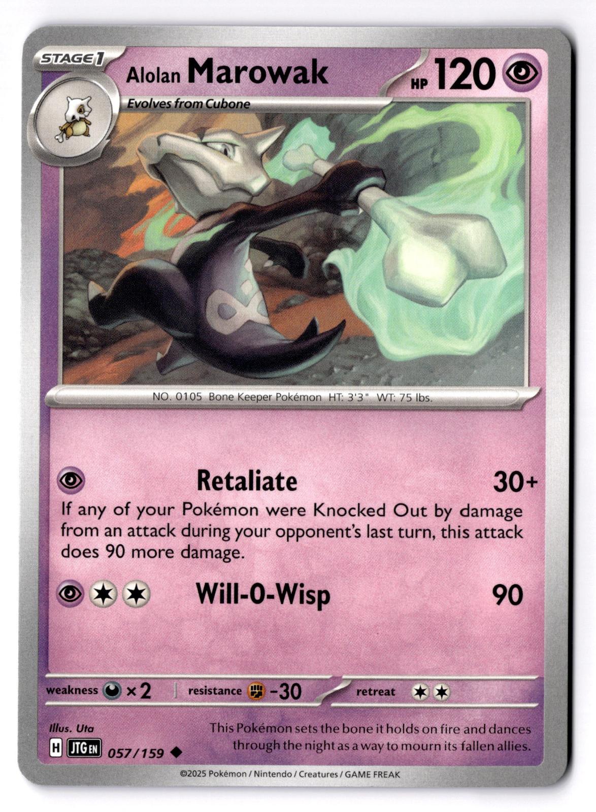 Alolan Marowak 057/159 Uncommon Journey Together Pokemon Near Mint