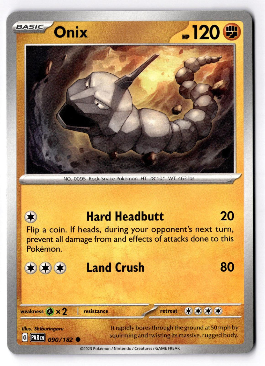 Onix 090/182 Common Paradox Rift Pokemon Near Mint