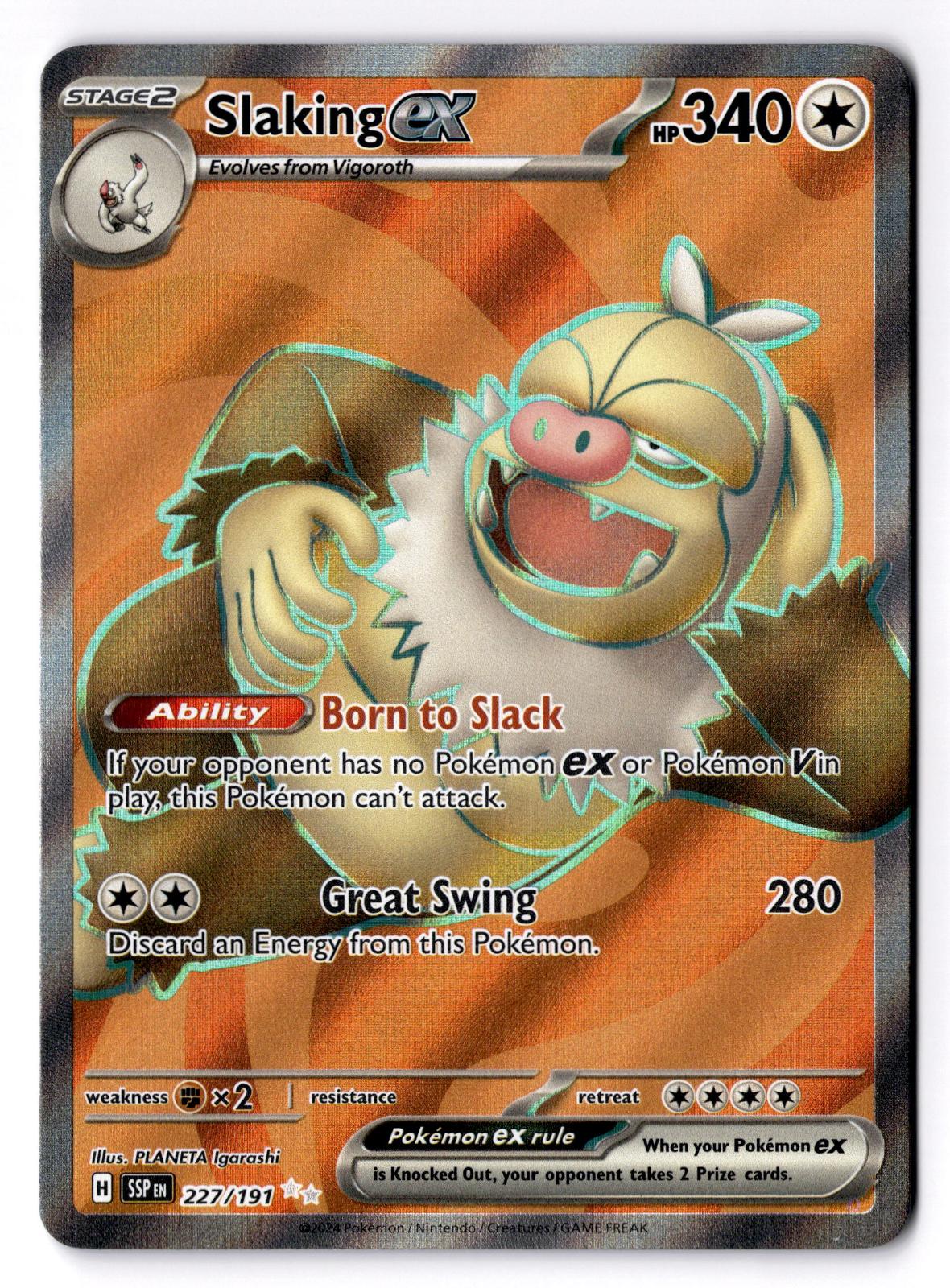 Slaking ex 227/191 Ultra Rare Surging Sparks Pokemon Holo Near Mint