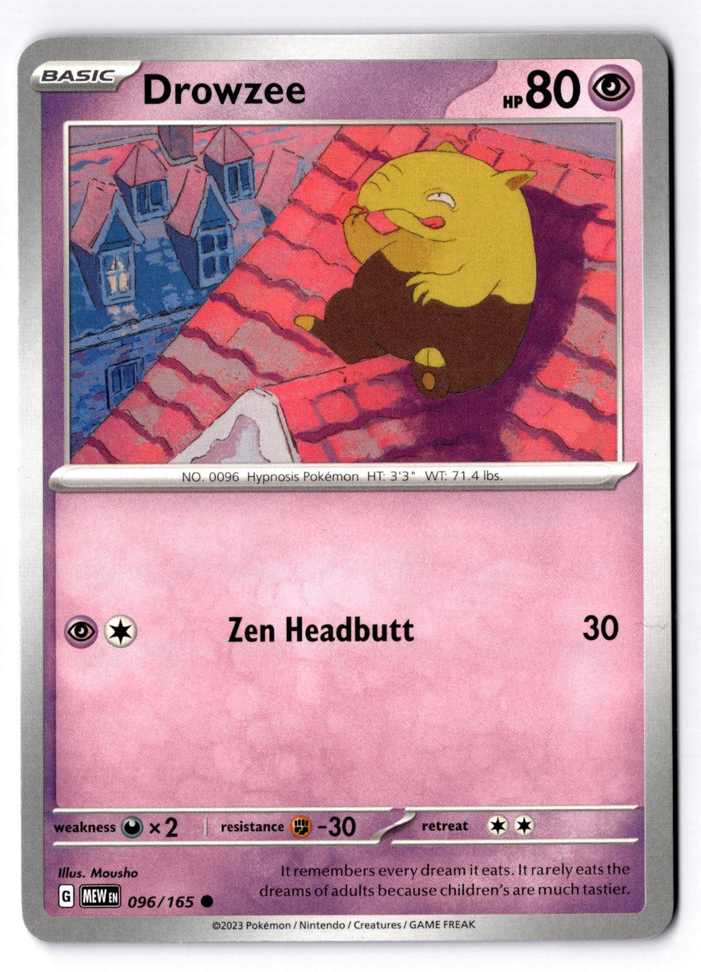 Drowzee 096/165 Common 151 Pokemon Near Mint