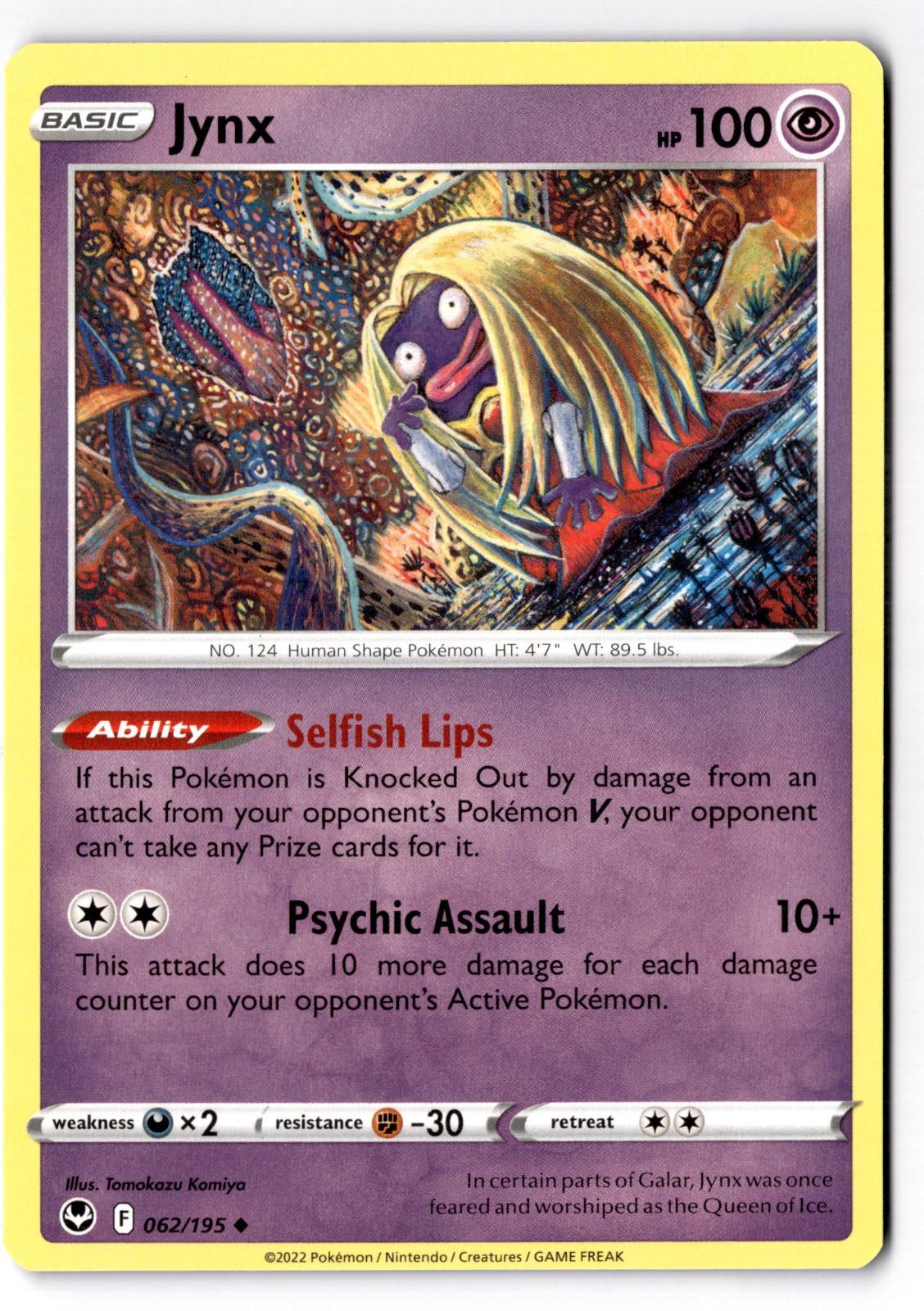 Jynx 062/195 Uncommon Silver Tempest Pokemon Near Mint
