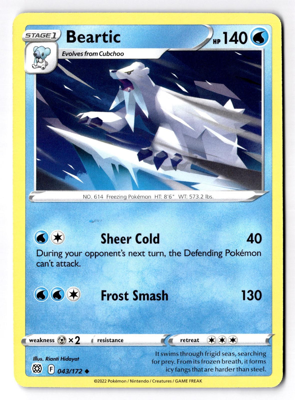 Beartic 043/172 Uncommon Brilliant Stars Pokemon Lightly Played