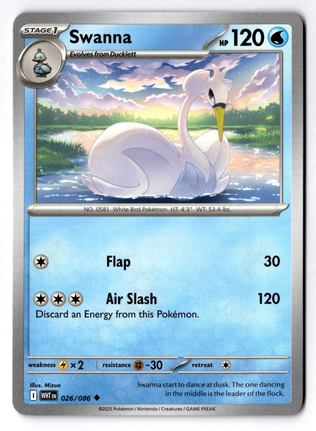 Swanna 026/086 Uncommon White Flare Pokemon Near Mint