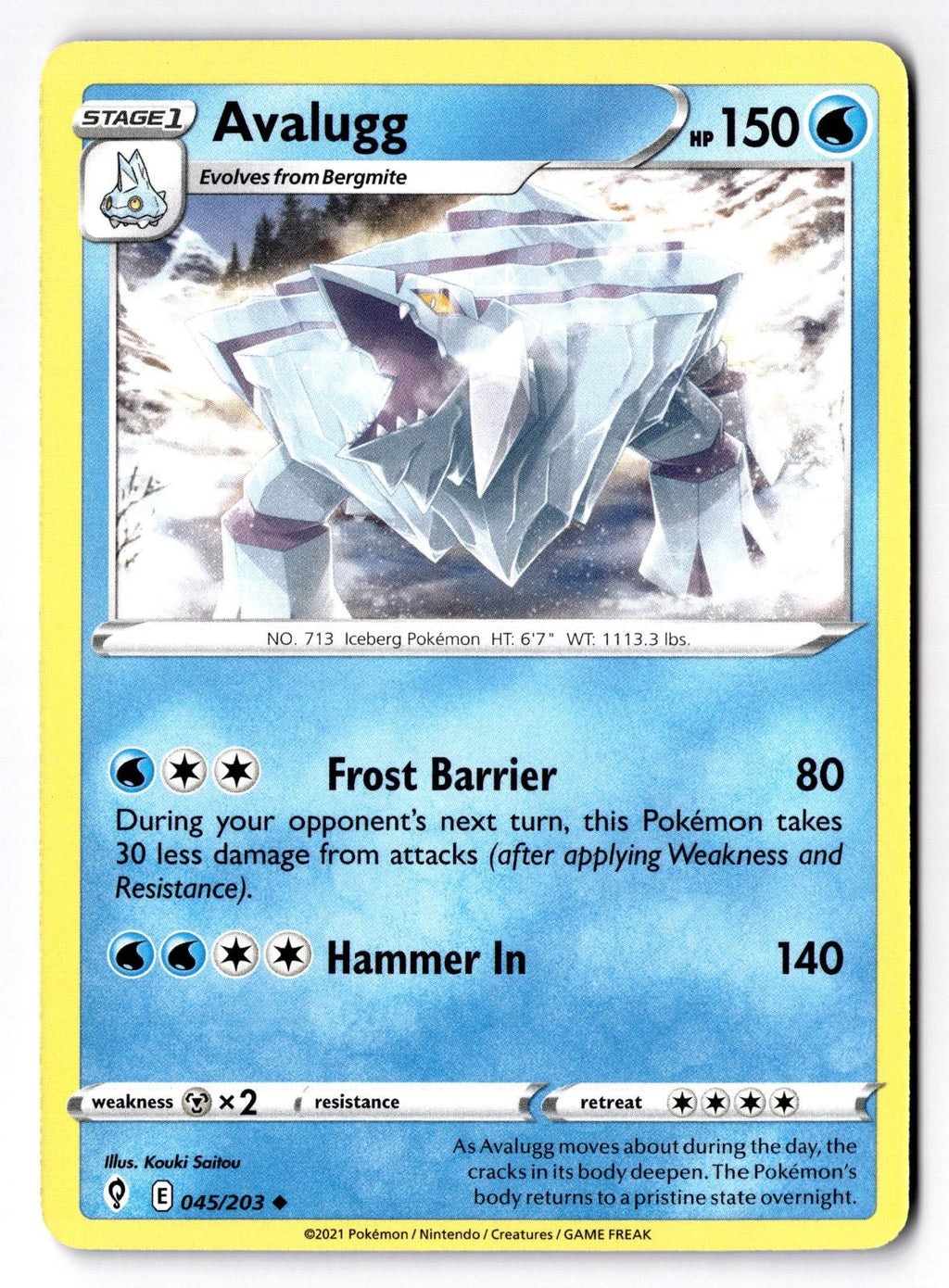 Avalugg 045/203 Uncommon Evolving Skies Pokemon Lightly Played