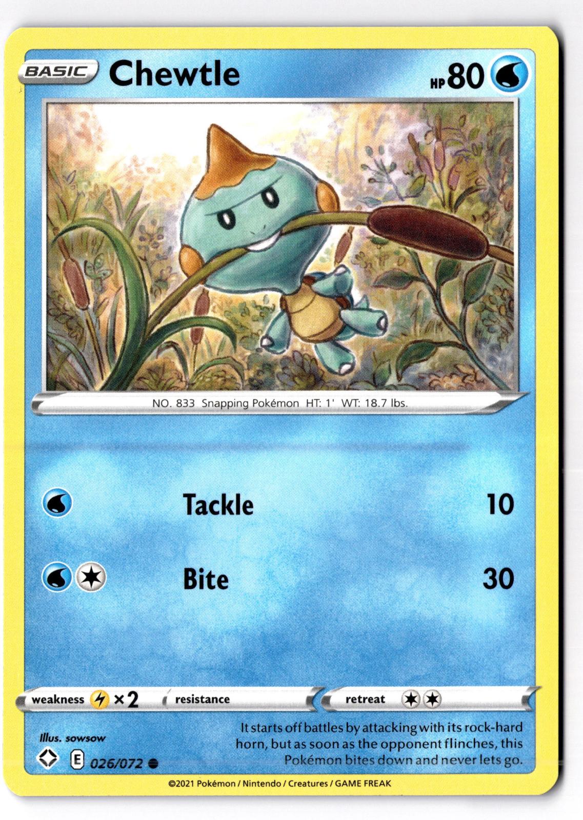 Chewtle 026/072 Common Shining Fates Pokemon Near Mint