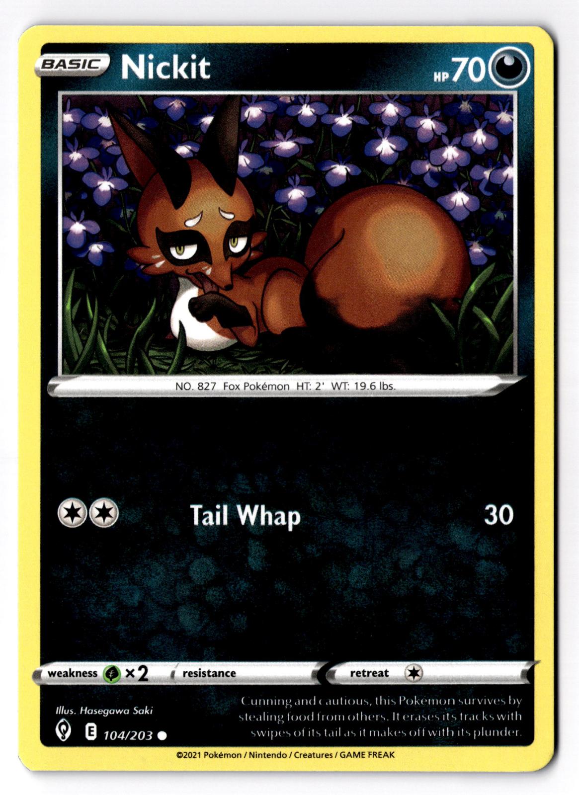 Nickit 104/203 Common Evolving Skies Pokemon Lightly Played