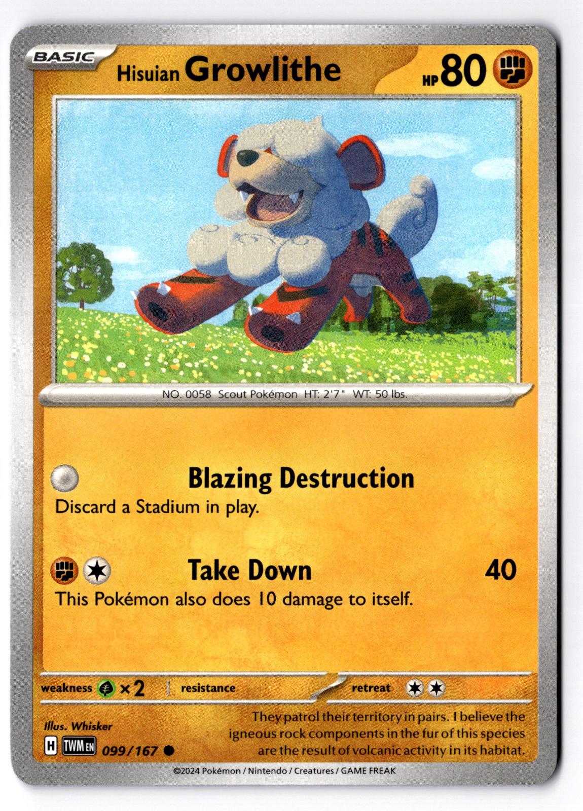 Hisuian Growlithe 099/167 Common Twilight Masquerade Pokemon Near Mint