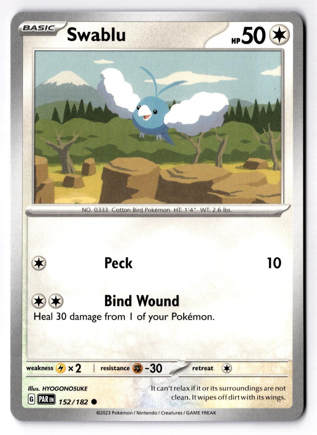 Swablu 152/182 Common Paradox Rift Pokemon Near Mint