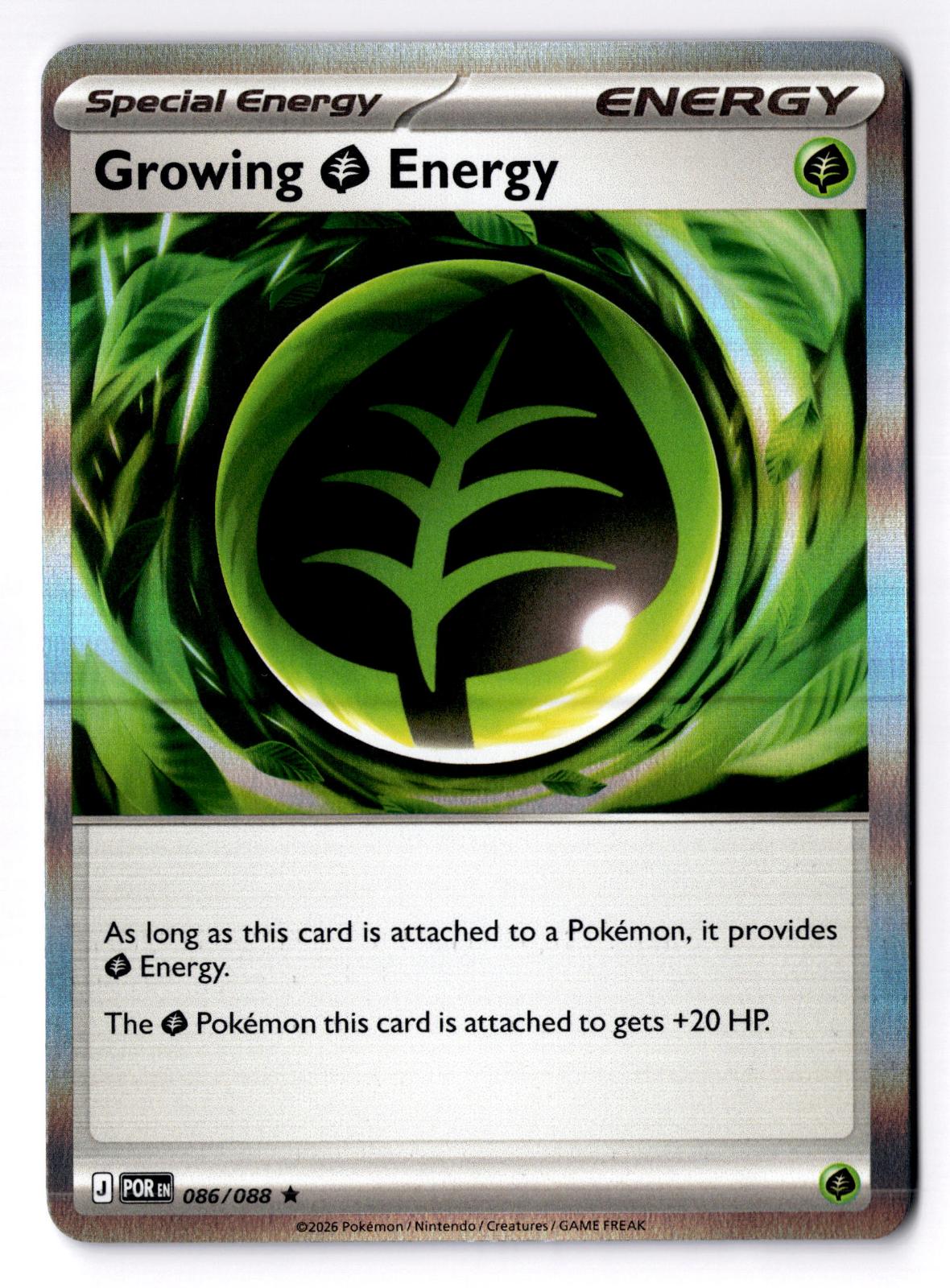 Growing Grass Energy 086/088 Rare Perfect Order Pokemon Holo Lightly Played