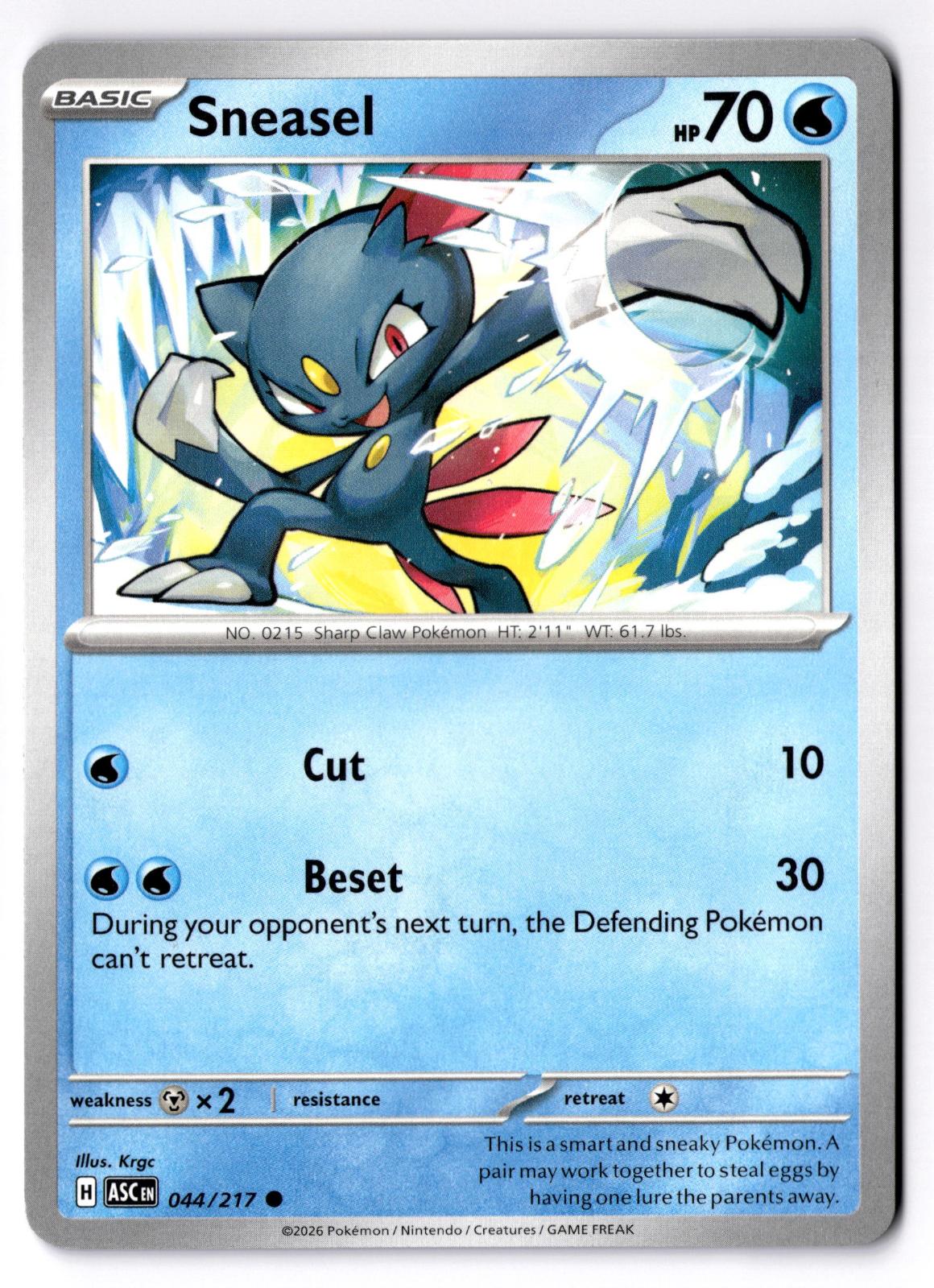 Sneasel 044/217 Common Ascended Heroes Pokemon Near Mint