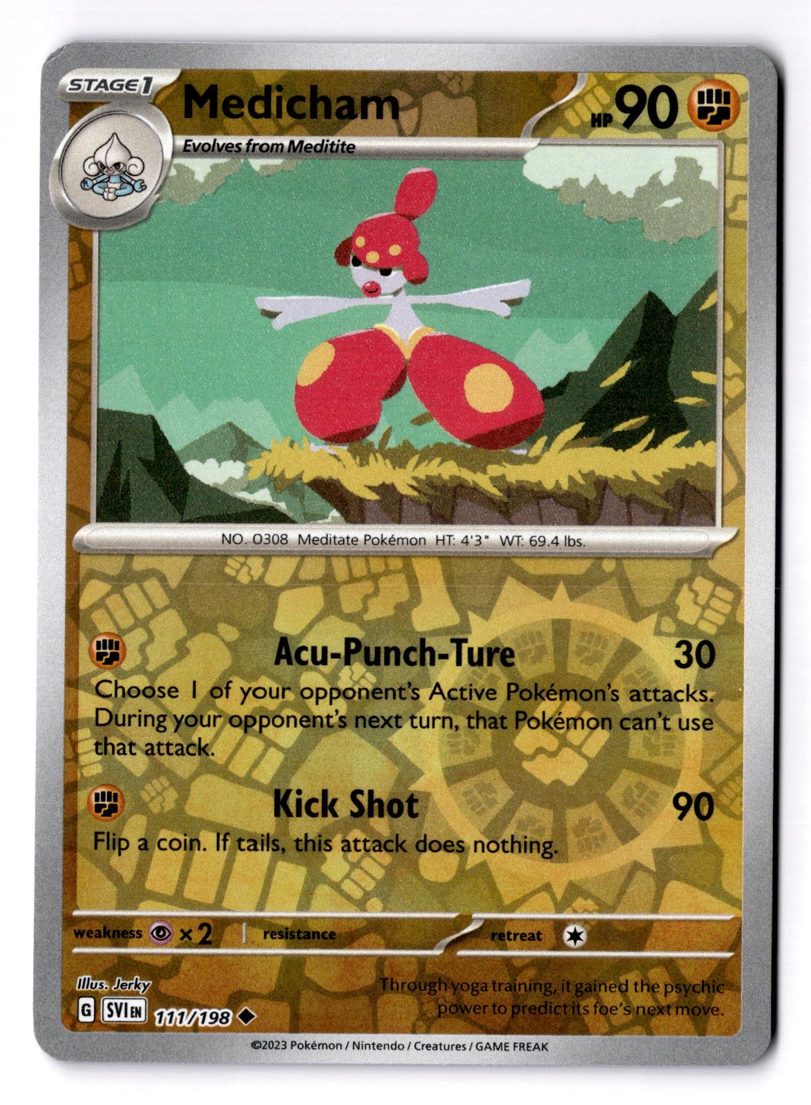 Medicham 111/198 Uncommon Scarlet & Violet Pokemon Reverse Holo Near Mint