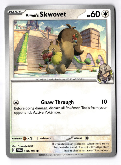 Arven's Skwovet 158/182 Common Destined Rivals Pokemon Near Mint