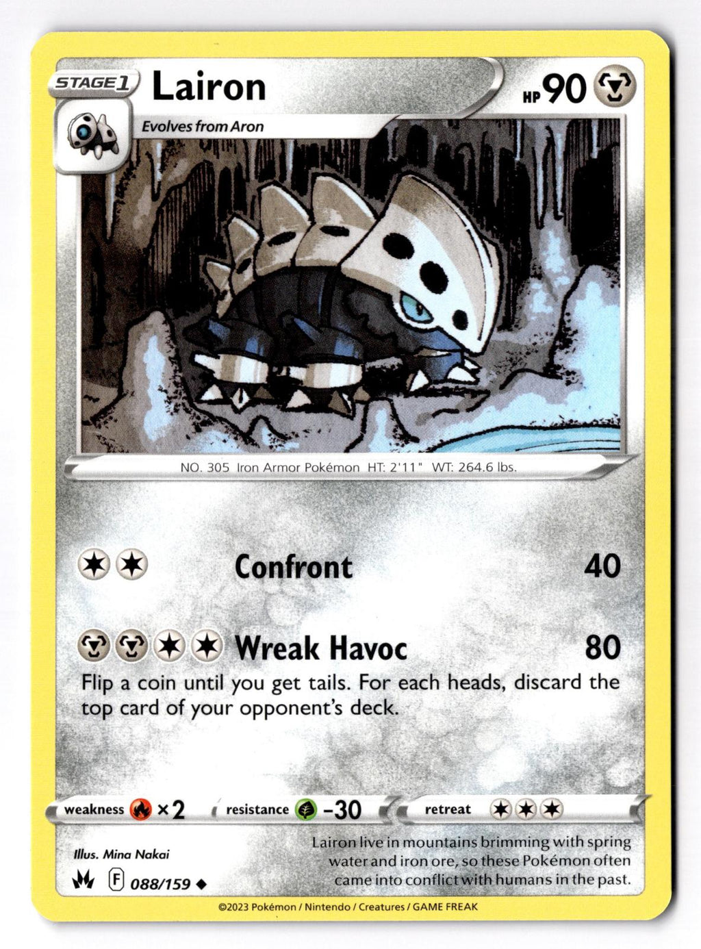 Lairon 088/159 Uncommon Crown Zenith Pokemon Near Mint