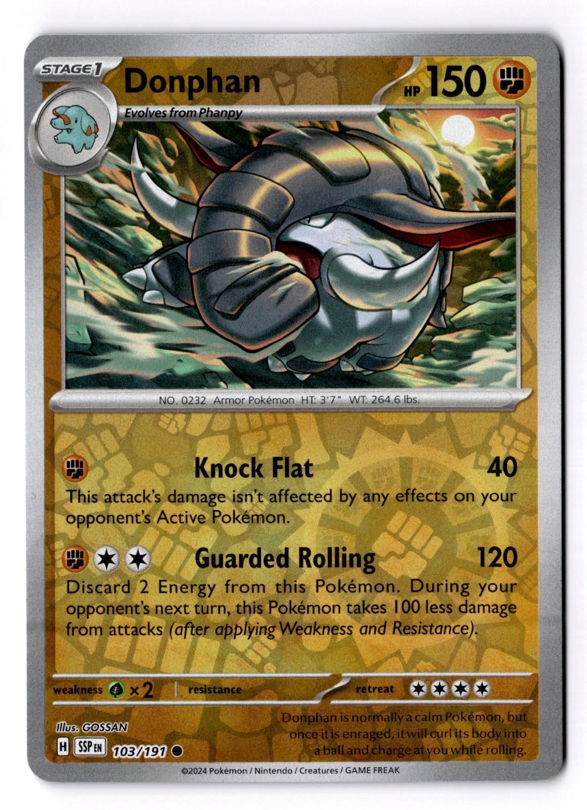 Donphan 103/191 Common Surging Sparks Pokemon Reverse Holo Near Mint