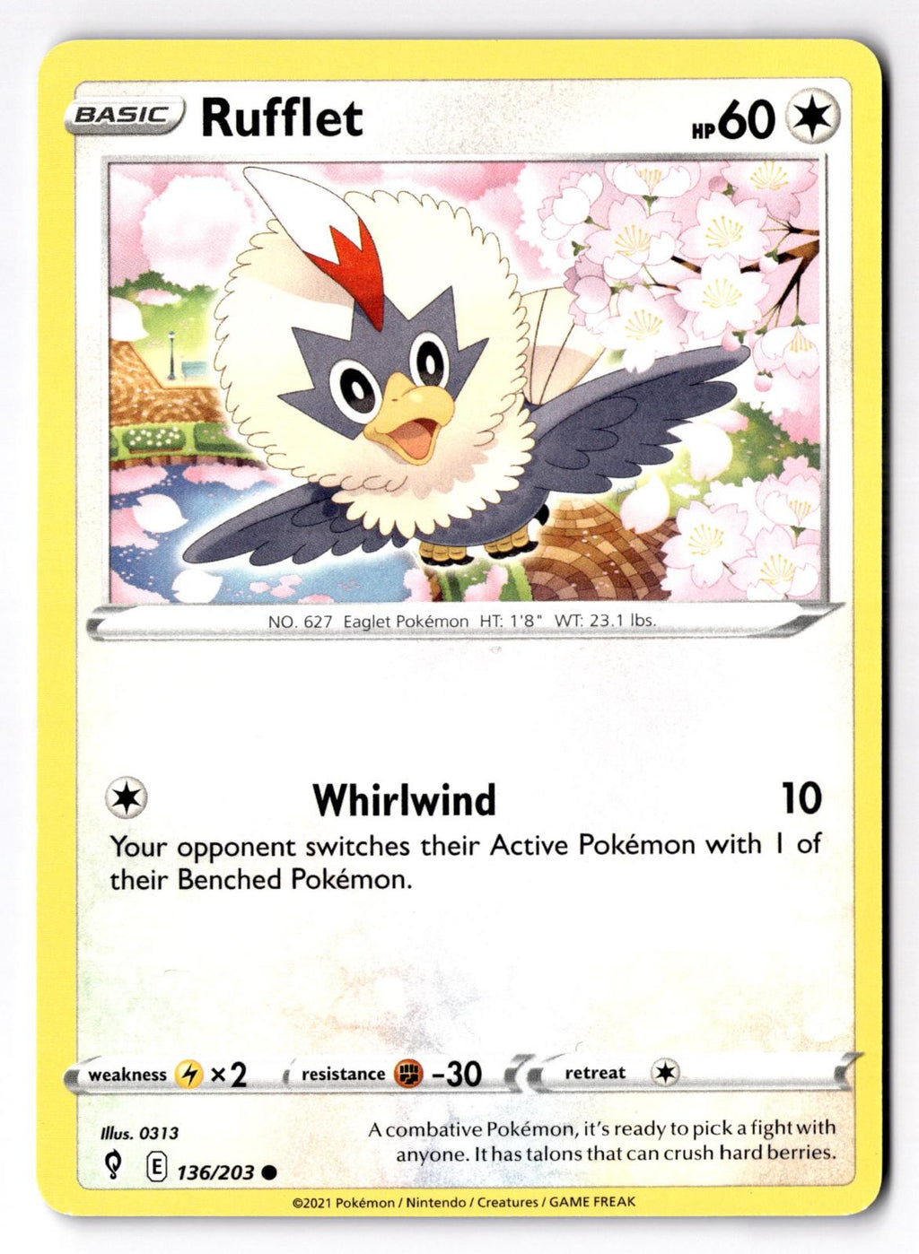 Rufflet 136/203 Common Evolving Skies Pokemon Near Mint