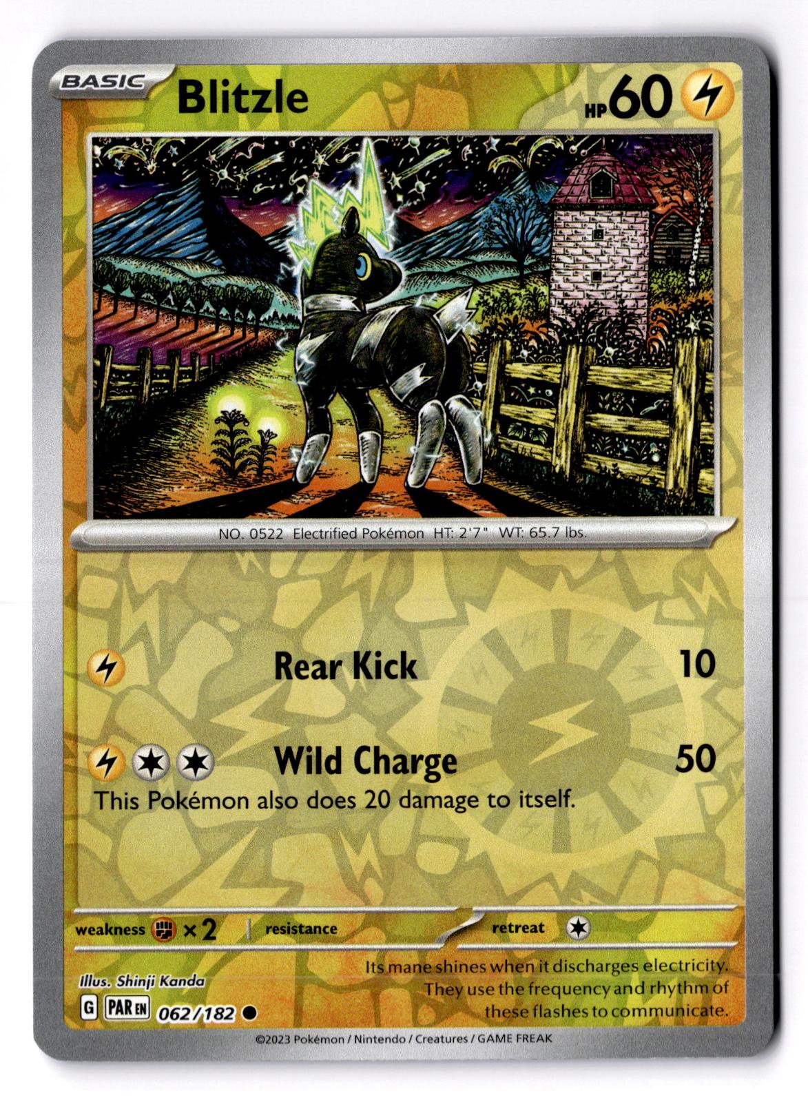 Blitzle 062/182 Common Paradox Rift Pokemon Reverse Holo Lightly Played