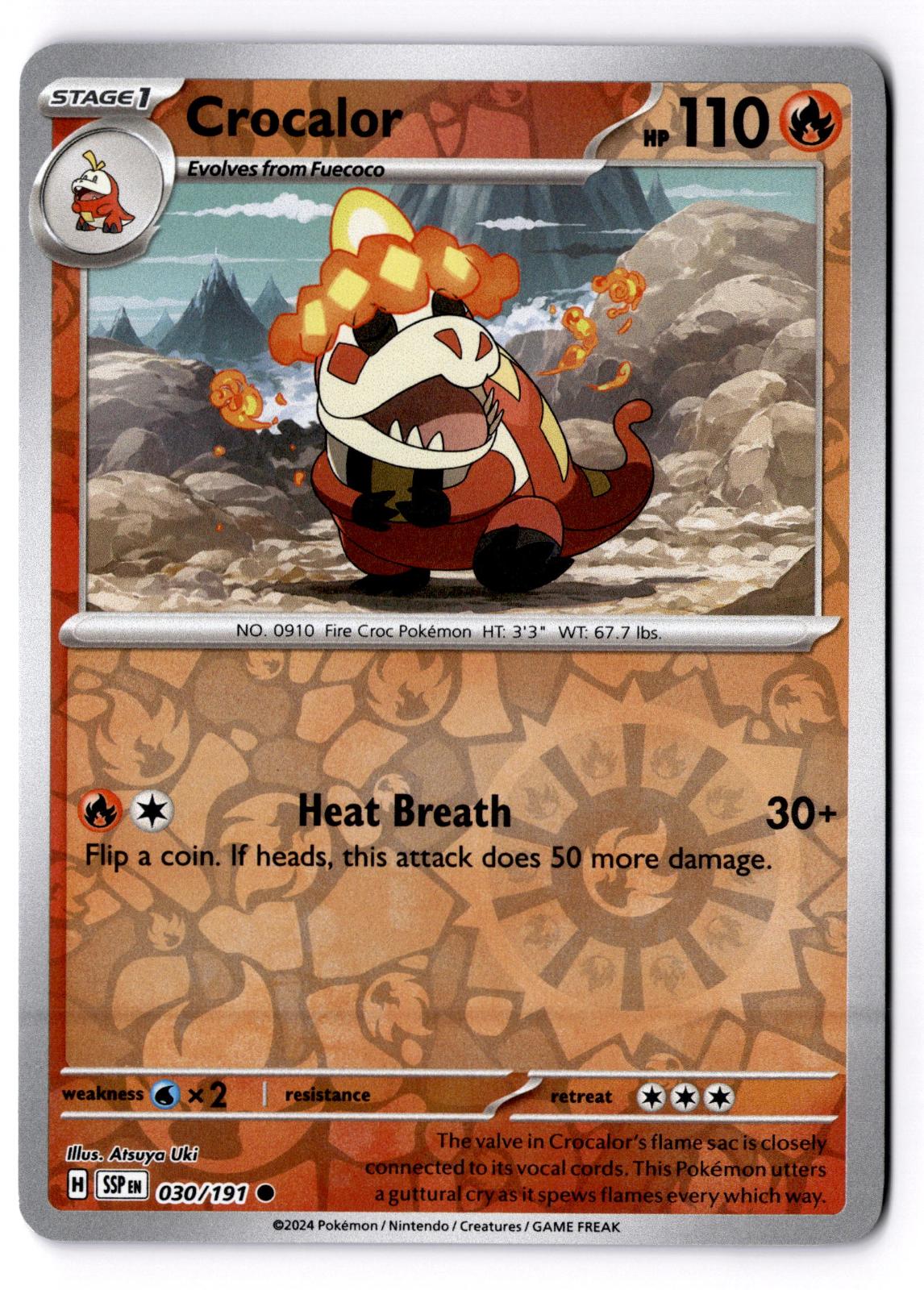 Crocalor 030/191 Common Surging Sparks Pokemon Reverse Holo Near Mint