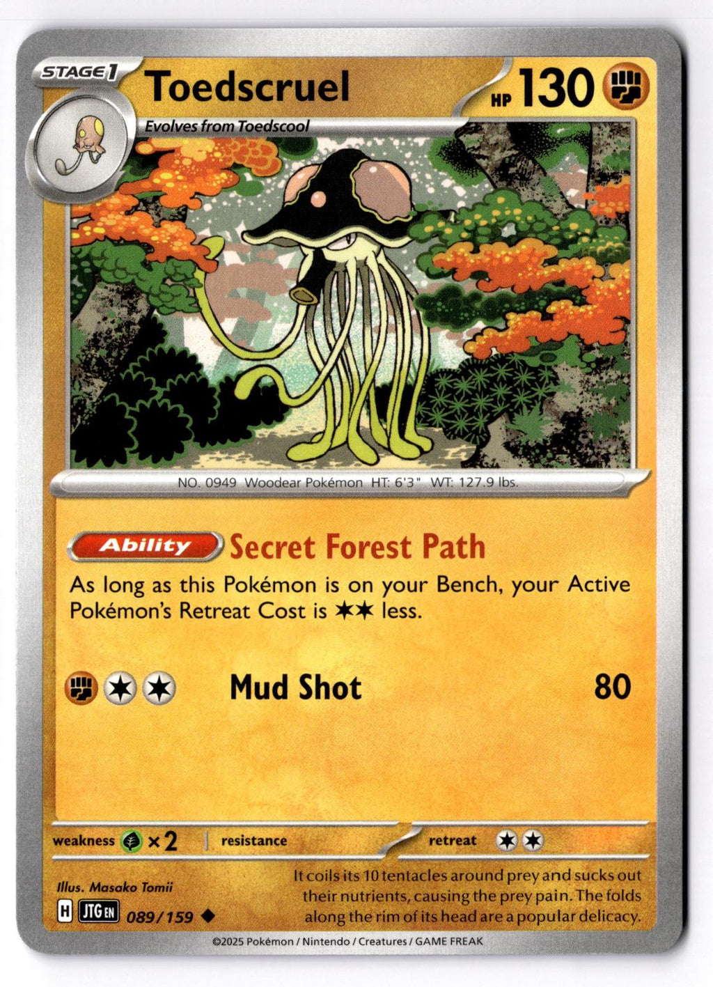 Toedscruel 089/159 Uncommon Journey Together Pokemon Near Mint