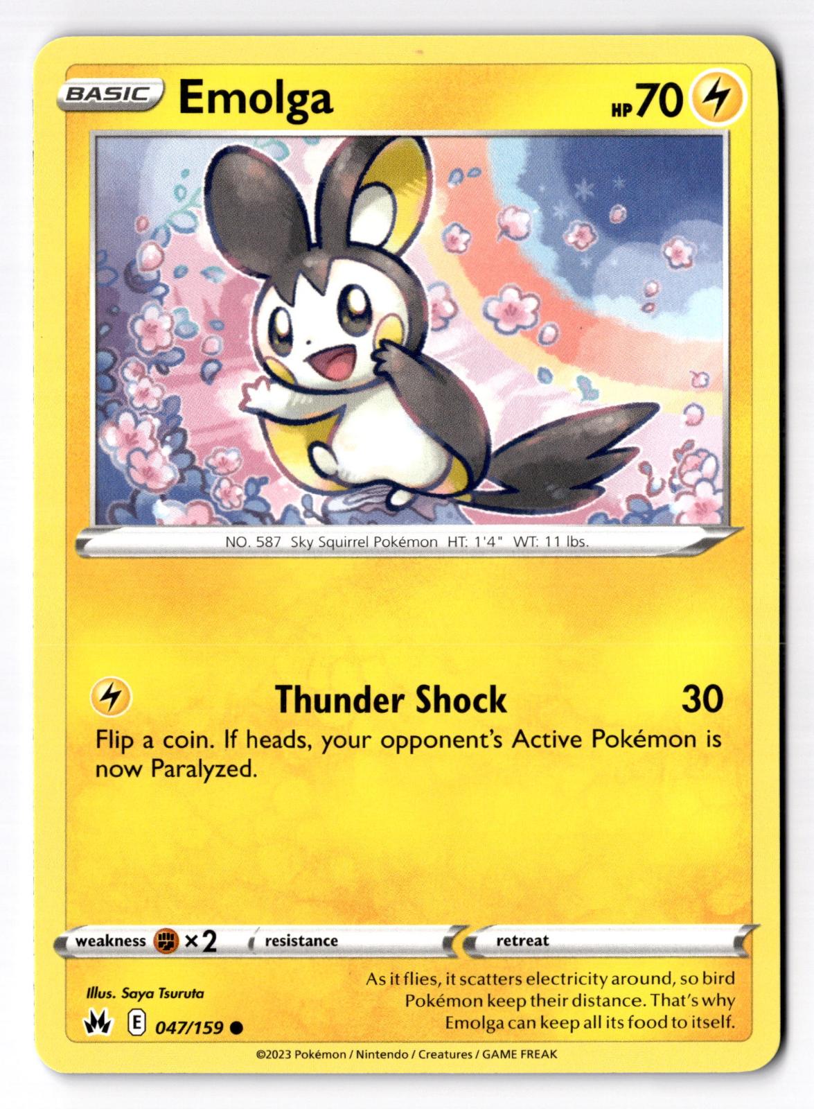Emolga 047/159 Common Crown Zenith Pokemon Near Mint