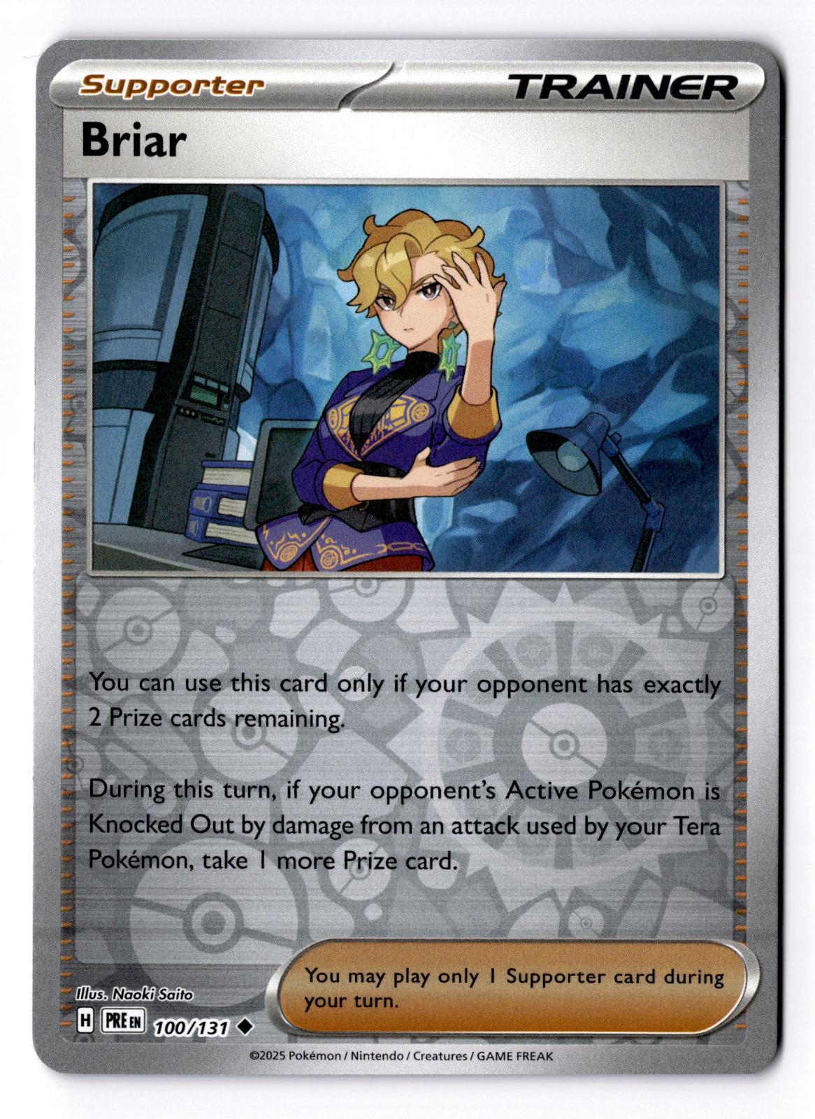 Briar 100/131 Uncommon Prismatic Evolutions Pokemon Reverse Holo Lightly Played