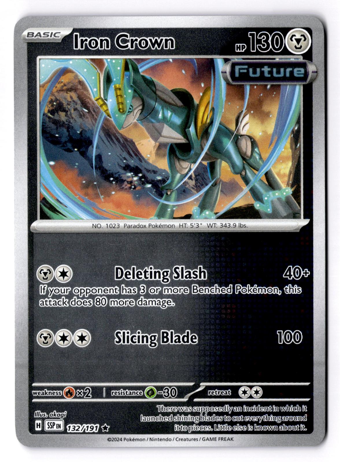 Iron Crown 132/191 Rare Surging Sparks Pokemon Reverse Holo Near Mint