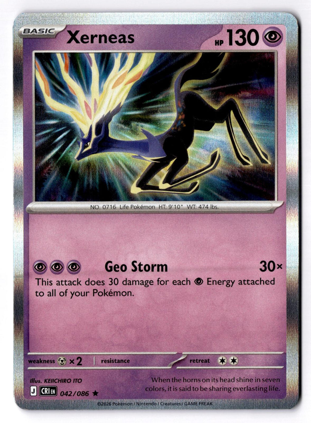 Xerneas 042/086 Rare Chaos Rising Pokemon Holo Near Mint