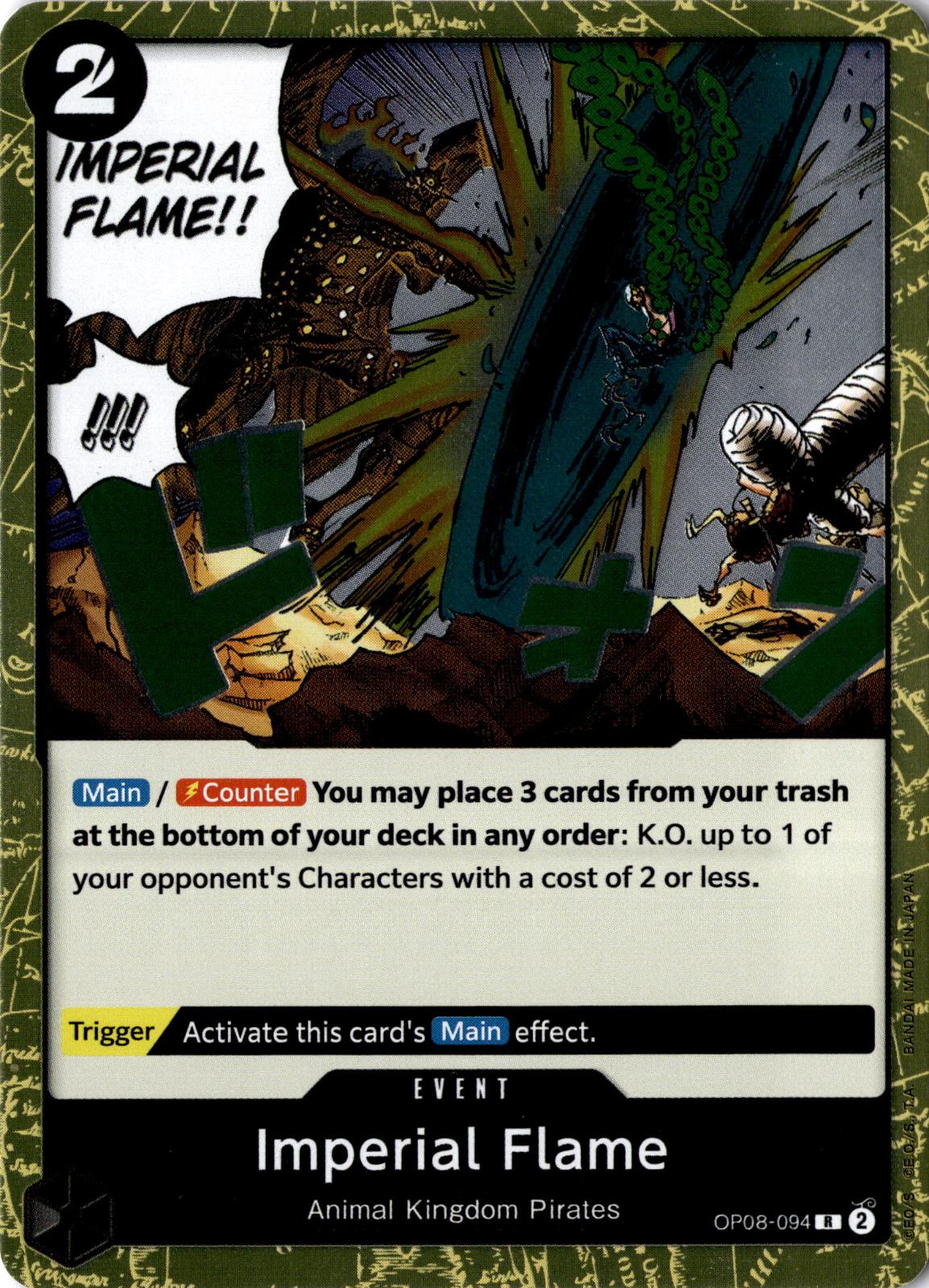 Imperial Flame OP08-094 Rare Two Legends One Piece Foil Near Mint