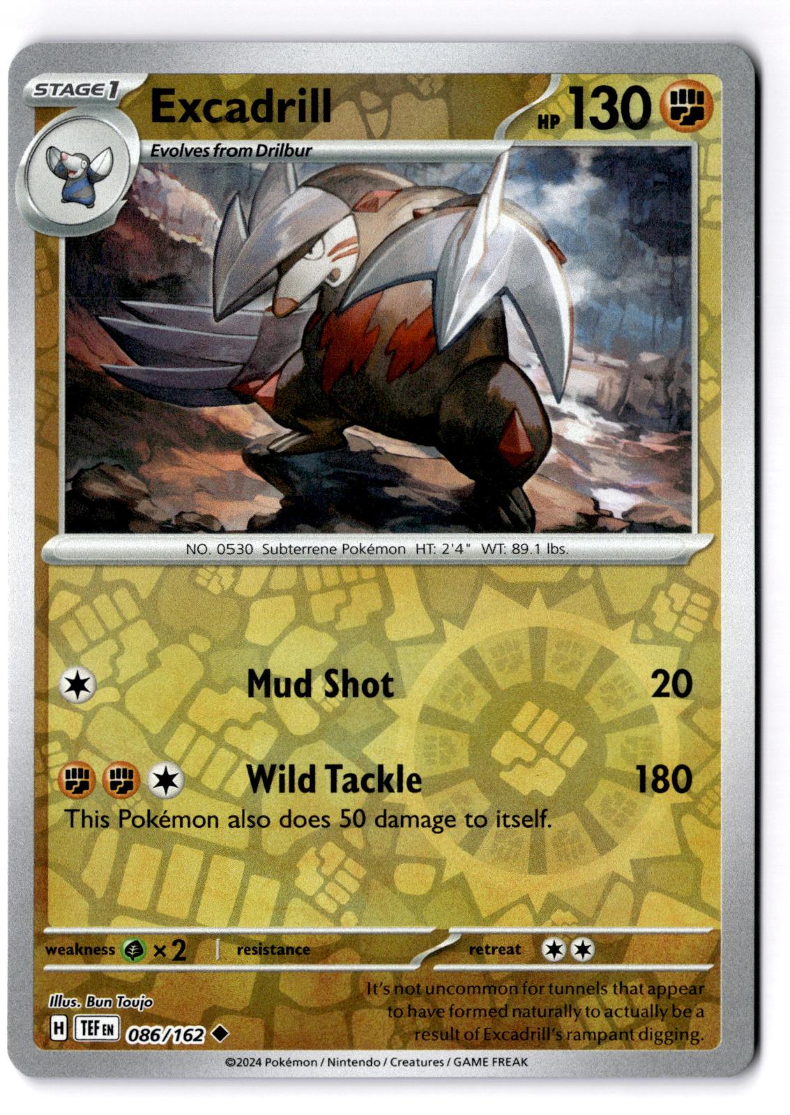Excadrill 086/162 Uncommon Temporal Forces Pokemon Reverse Holo Near Mint