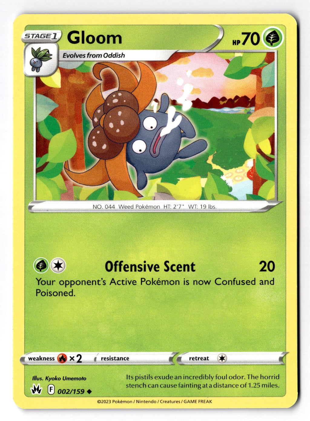 Gloom 002/159 Uncommon Crown Zenith Pokemon Lightly Played