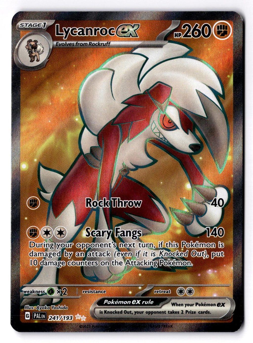 Lycanroc ex 241/193 Ultra Rare Paldea Evolved Pokemon Holo Near Mint