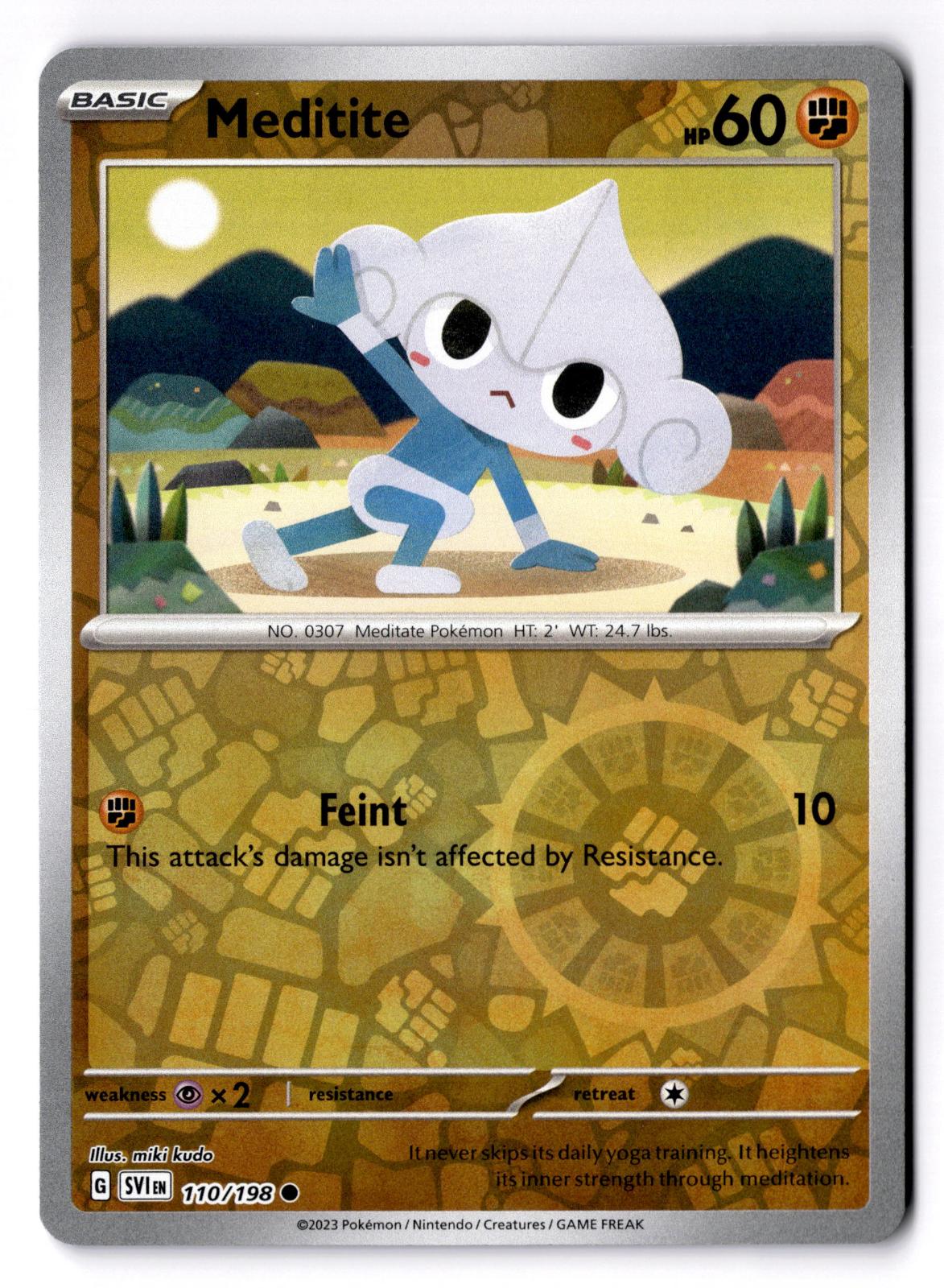 Meditite 110/198 Common Scarlet & Violet Pokemon Reverse Holo Near Mint