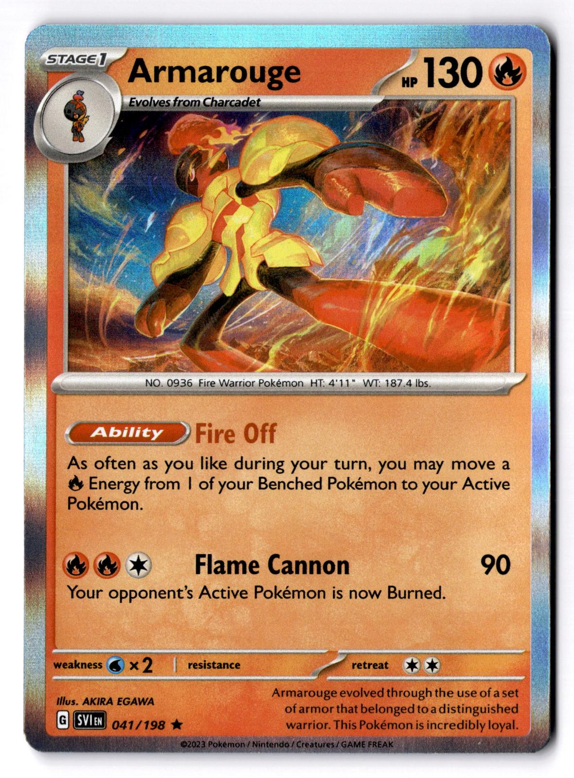 Armarouge 041/198 Rare Scarlet & Violet Pokemon Holo Near Mint