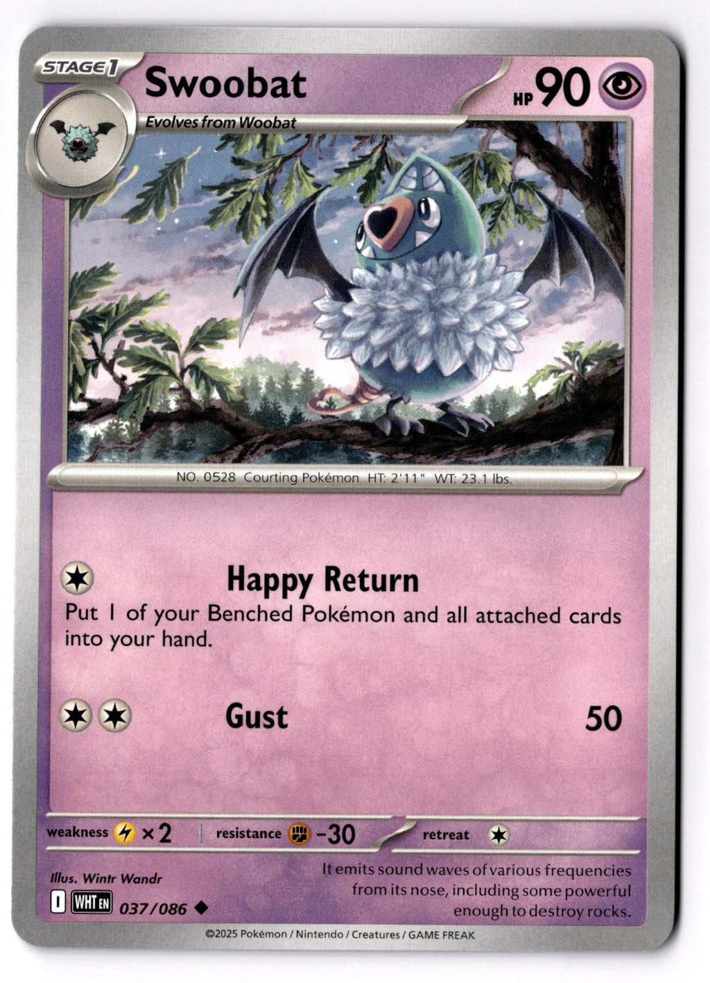Swoobat 037/086 Uncommon White Flare Pokemon Near Mint