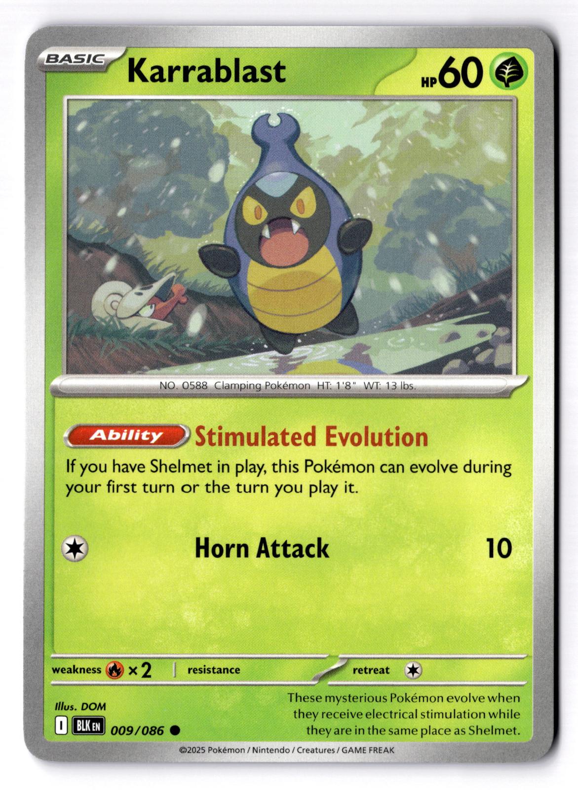 Karrablast 009/086 Common Black Bolt Pokemon Near Mint