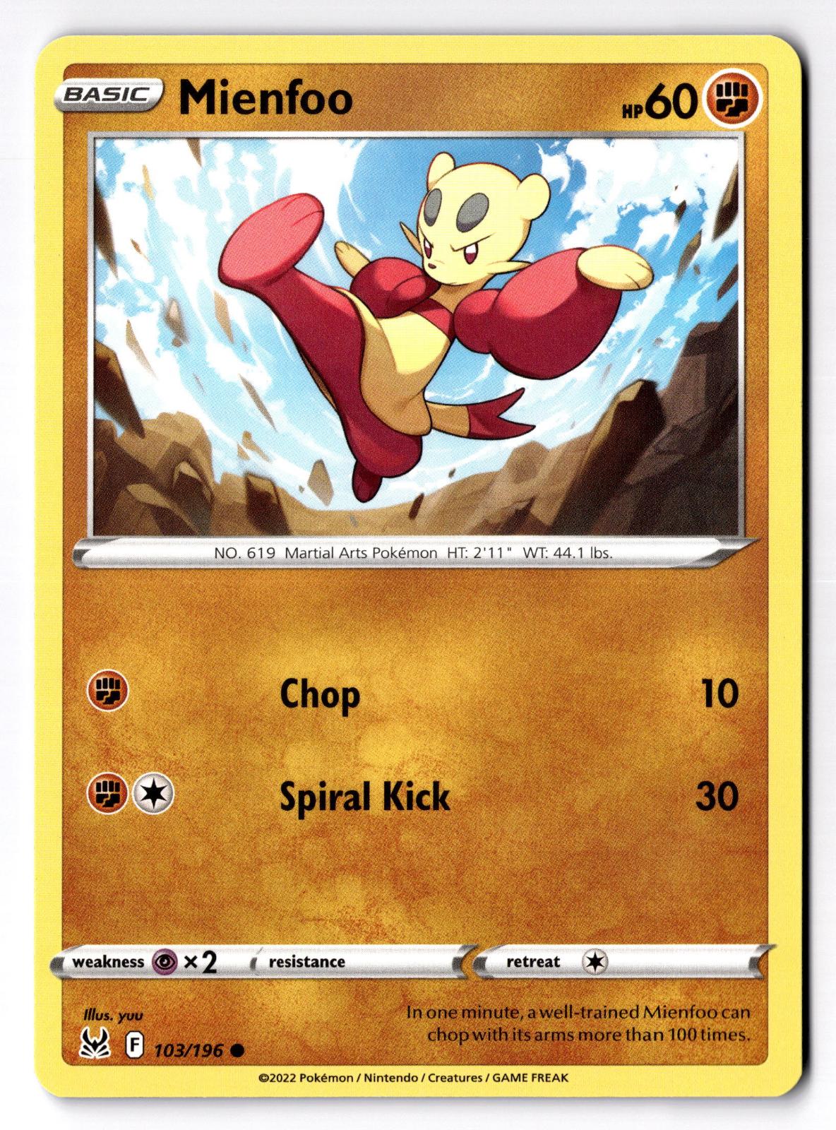 Mienfoo 103/196 Common Lost Origin Pokemon Near Mint