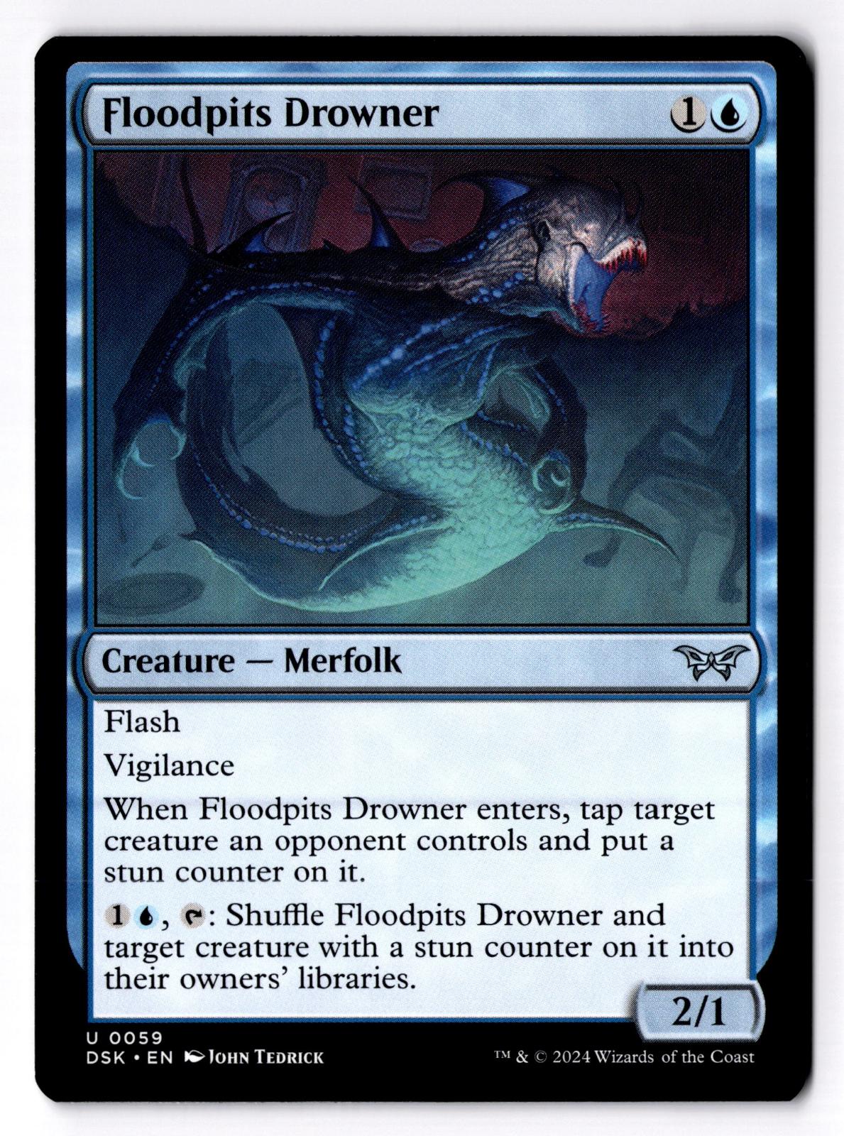 Floodpits Drowner 59 Uncommon Duskmourn: House of Horror Magic: The Gathering LP