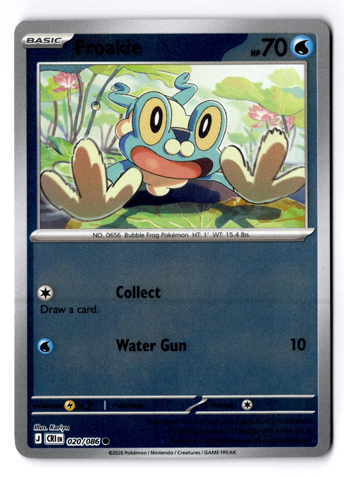 Froakie 020/086 Common Chaos Rising Pokemon Reverse Holo Near Mint