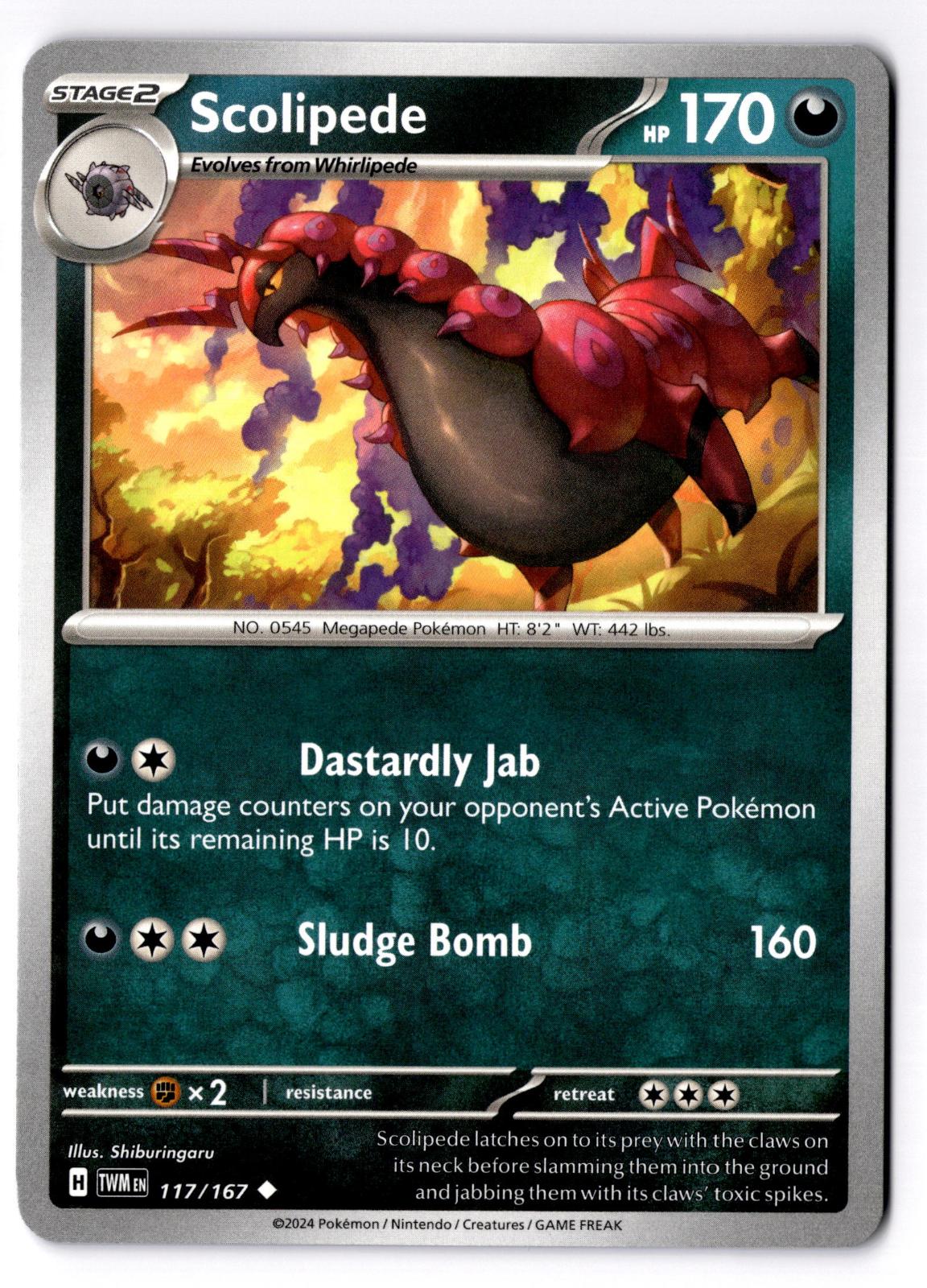 Scolipede 117/167 Uncommon Twilight Masquerade Pokemon Near Mint
